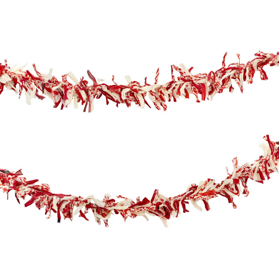 Red & White Upcycled Fabric Tinsel