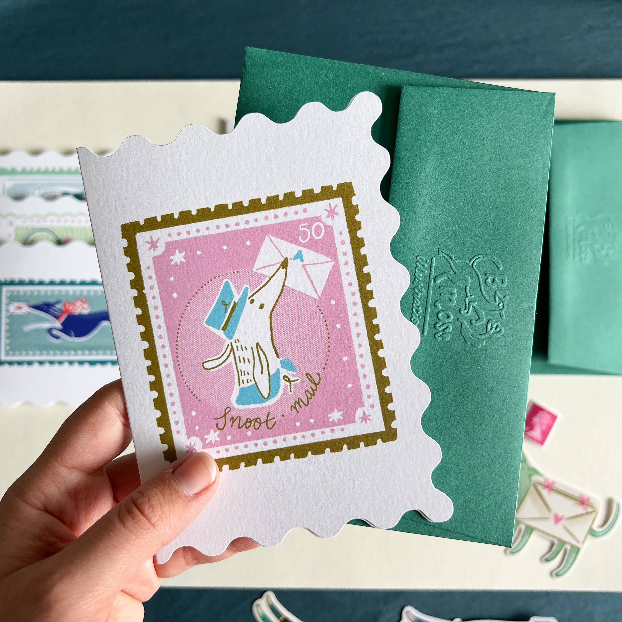 Snoot Mail Shaped Card - Pink