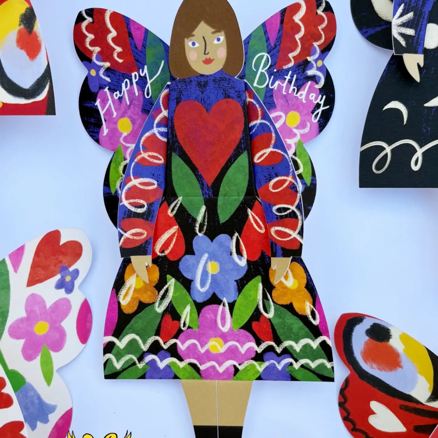 Midnight Floral Butterfly Woman Card