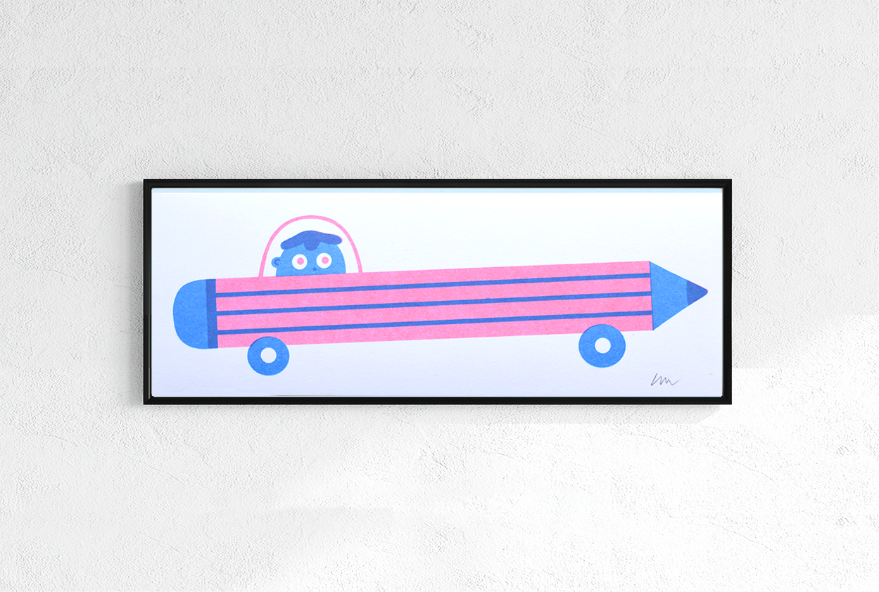 Pencil Car Mini Print