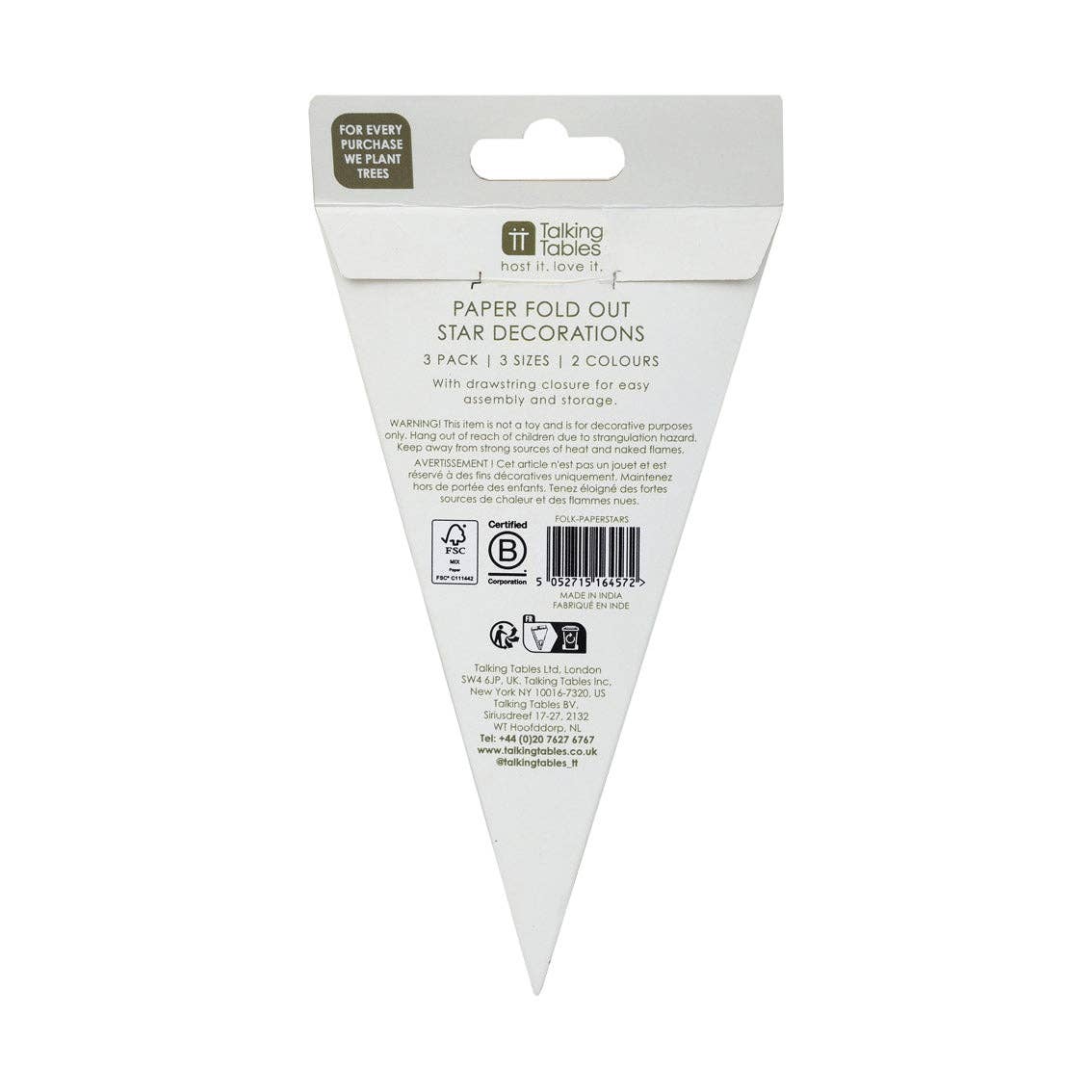 Pack Of Three Folklore Christmas Paper Stars