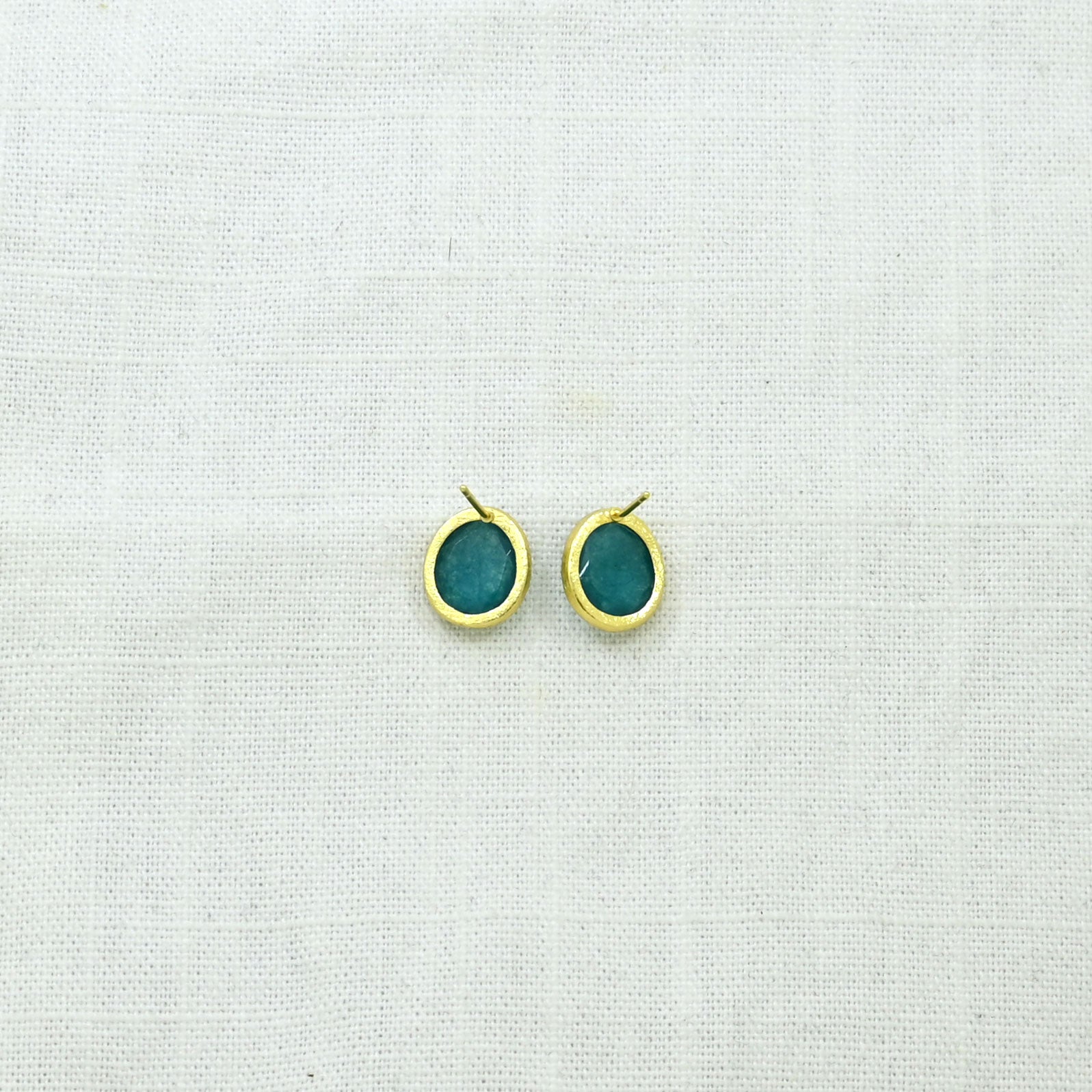 Cassie Stud Earrings With Neon Blue Jade