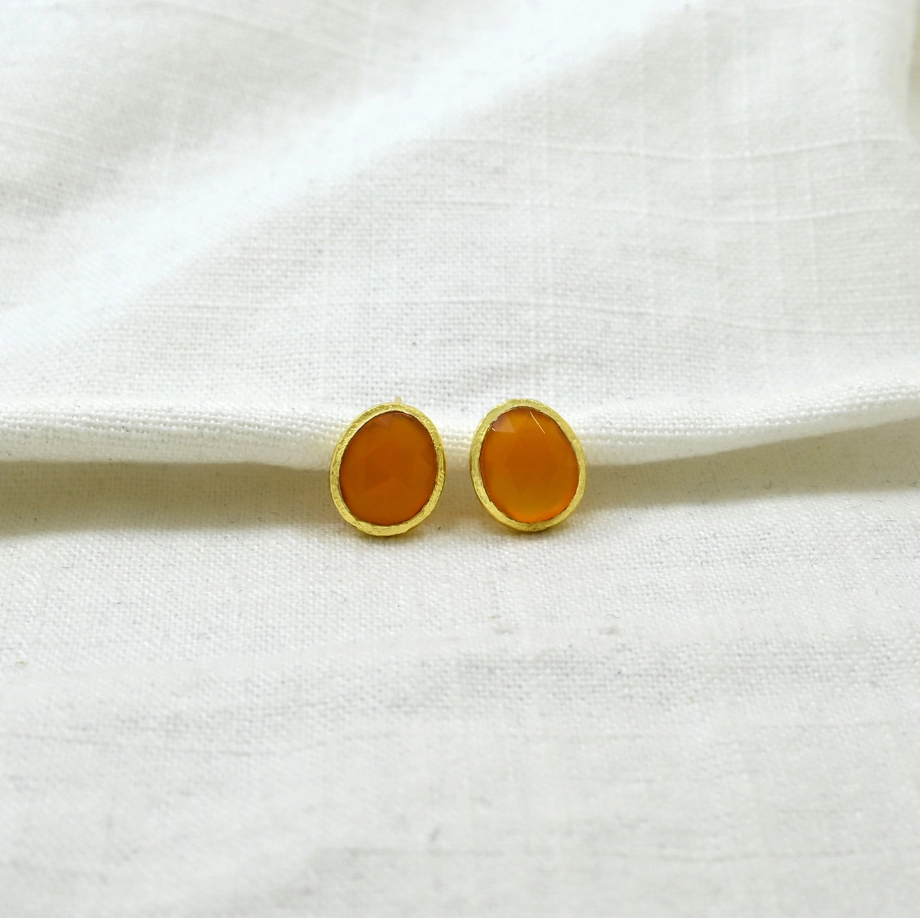 Cassie Stud Earrings With Orange Carnelian