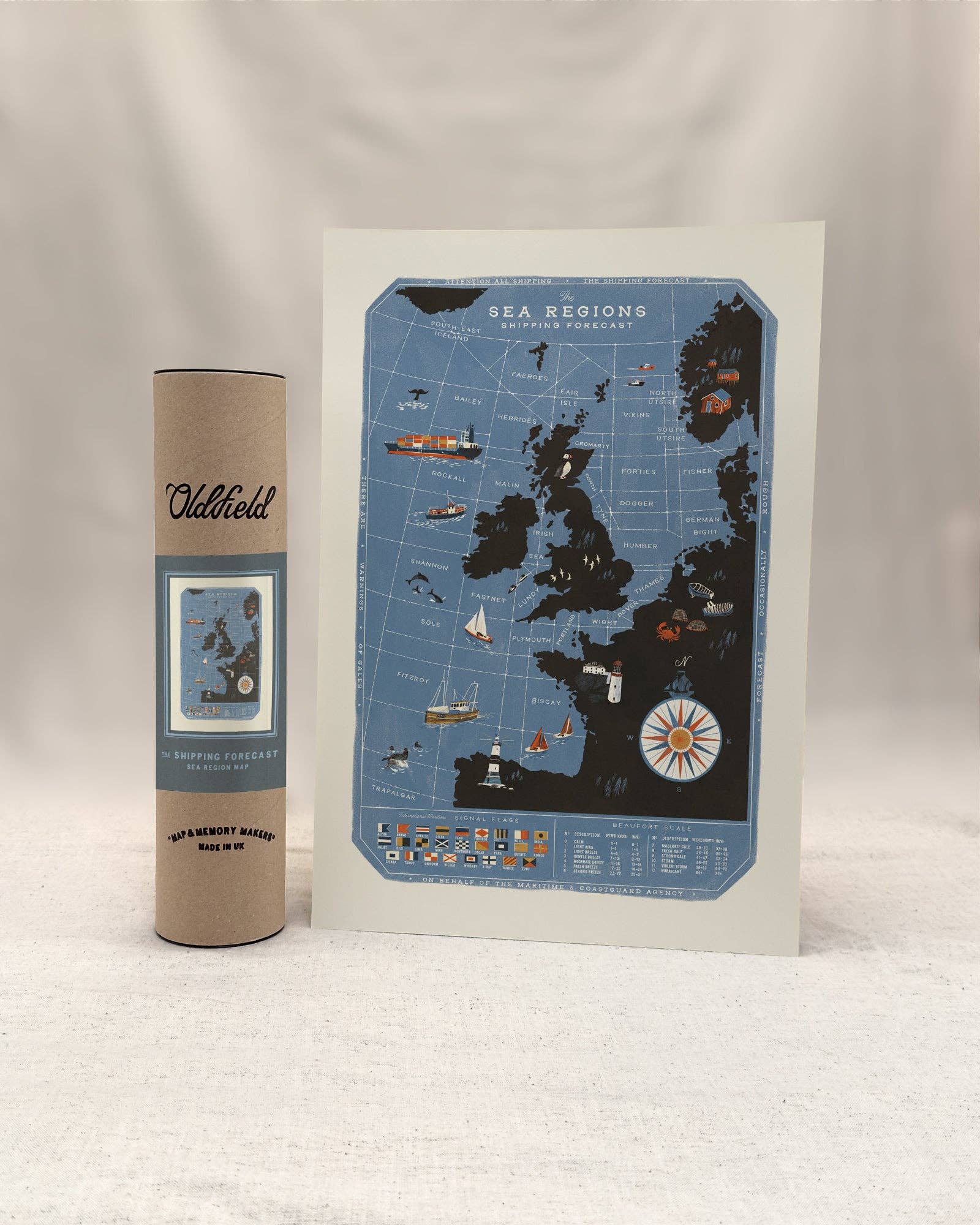 The Sea Regions of the United Kingdom A3 Map Print