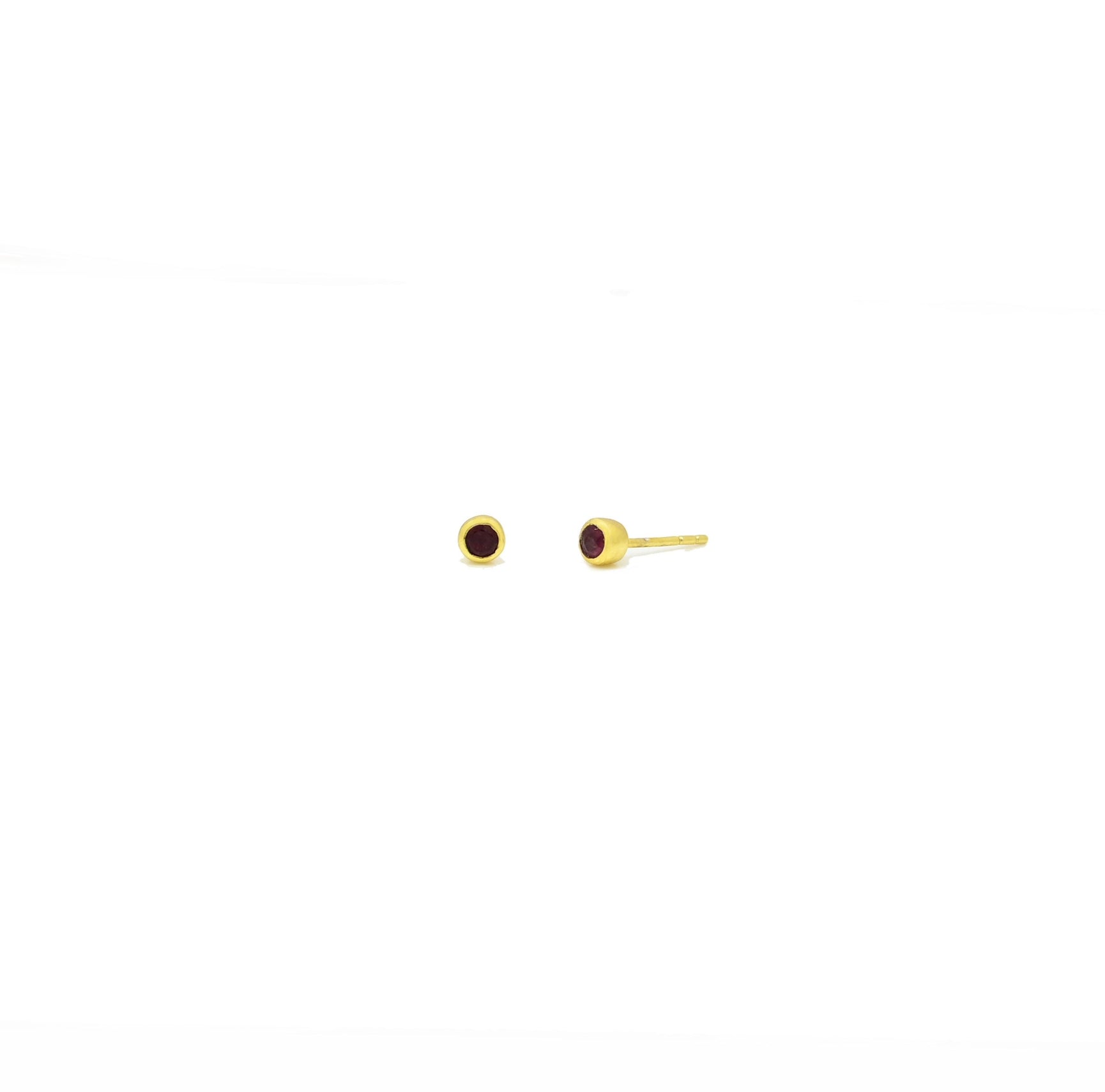 Mini Ruby Gold Plated Stud Earrings