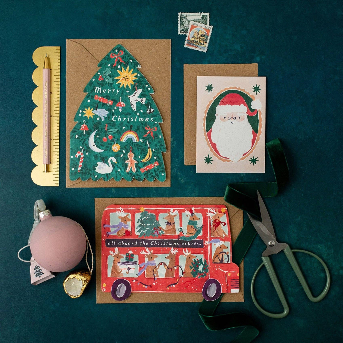 Reindeer Bus Christmas Card