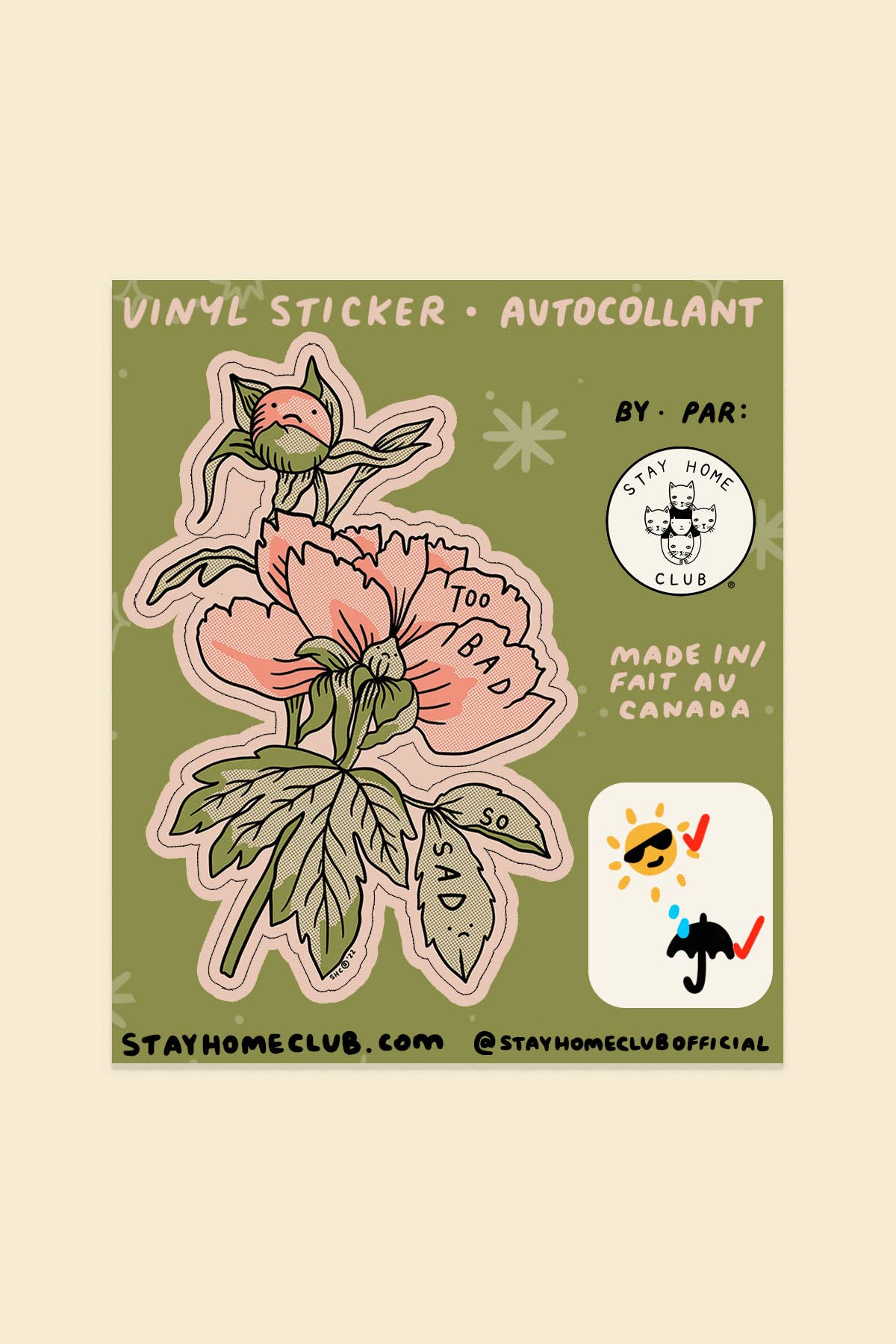 Too Bad (Peonies) Sticker