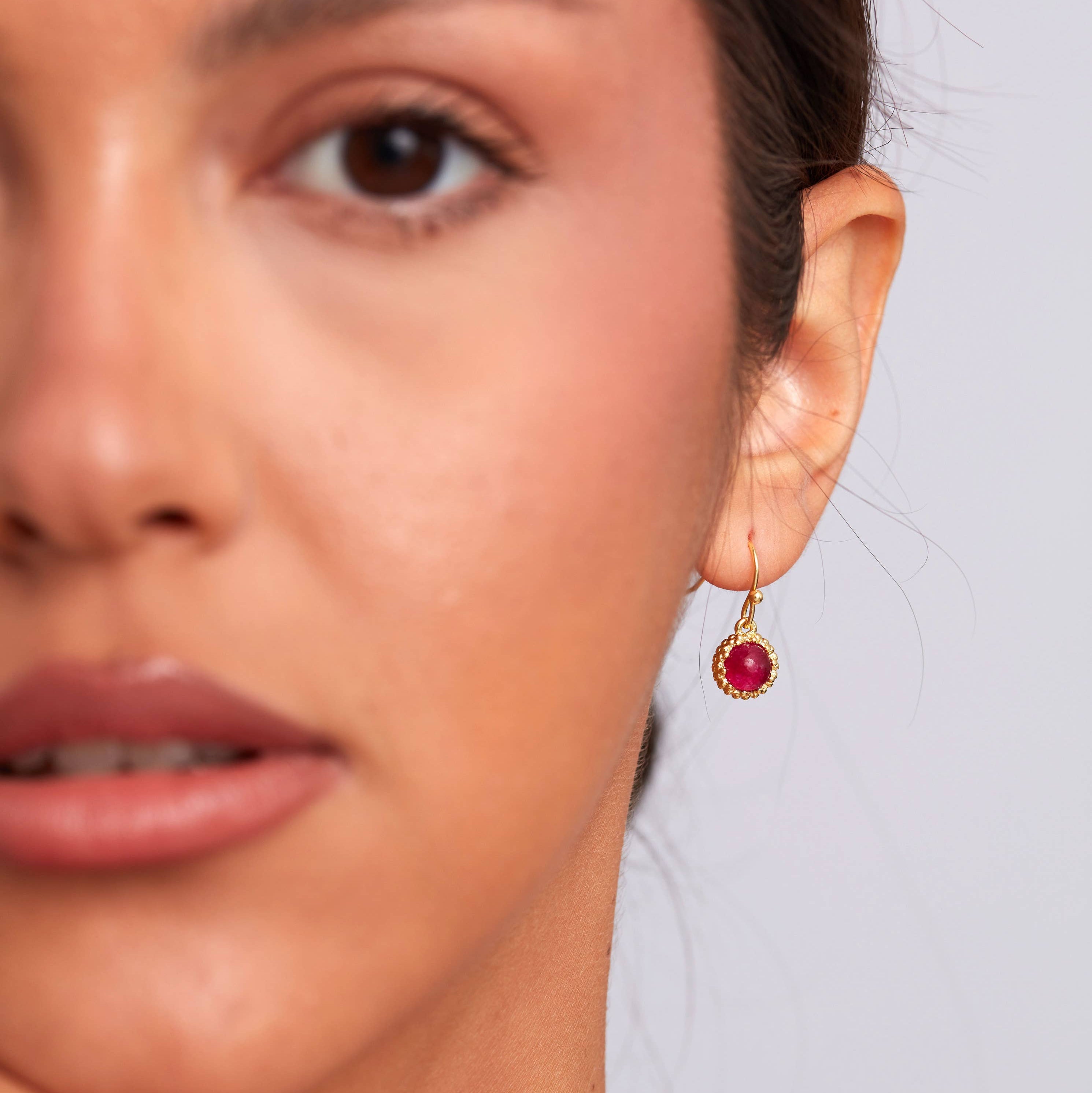 Dove Earring Gold Plated - Pink Jade