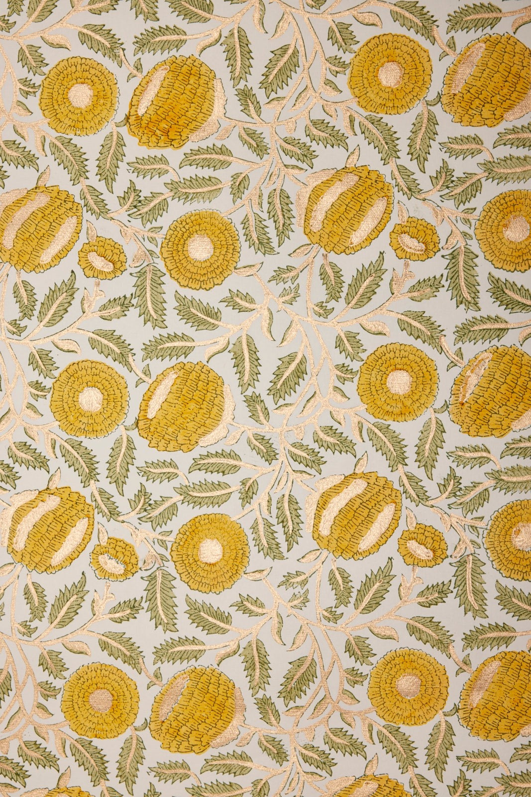Sunshine Marigold Handmade Wood Block Printed Paper