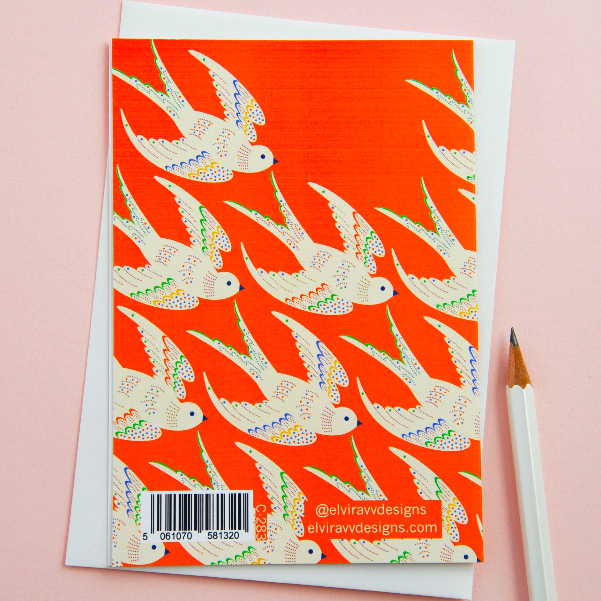 Inflight Birds in Red Congratulations Greetings Card