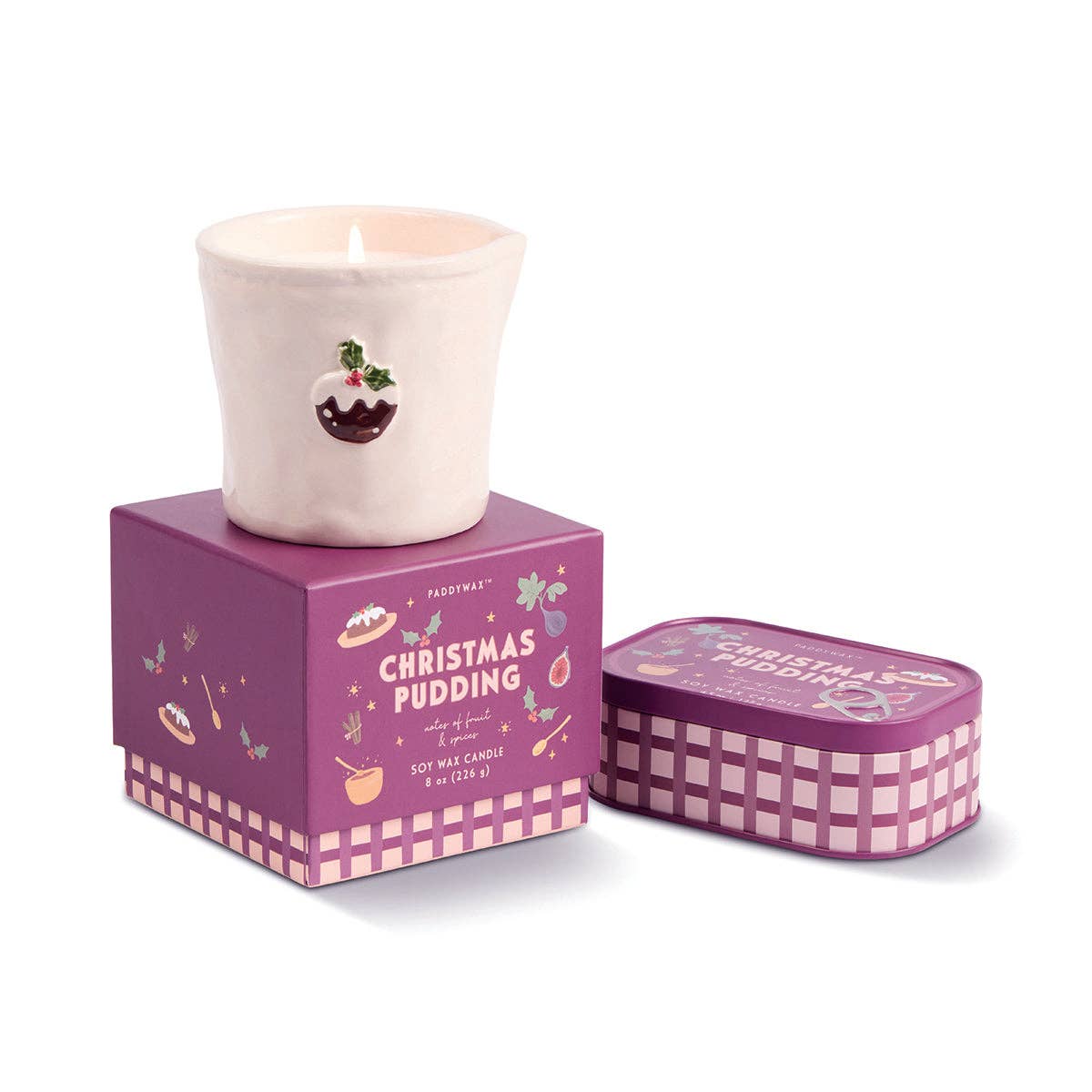 Christmas Pudding Printed Tin Candle - Fruit & Spices