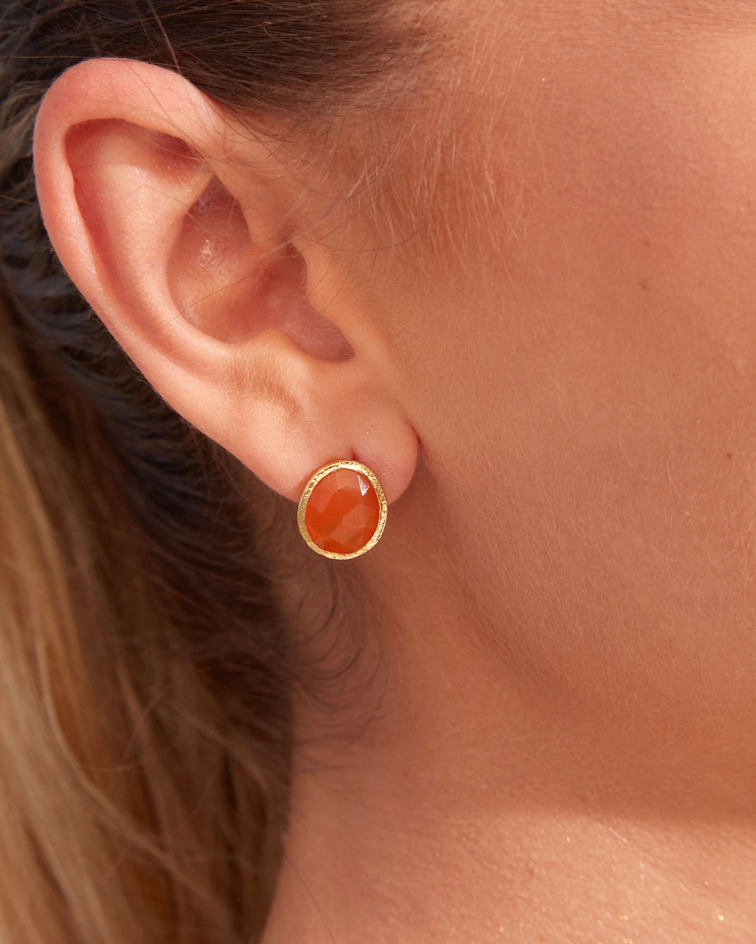 Cassie Stud Earrings With Orange Carnelian