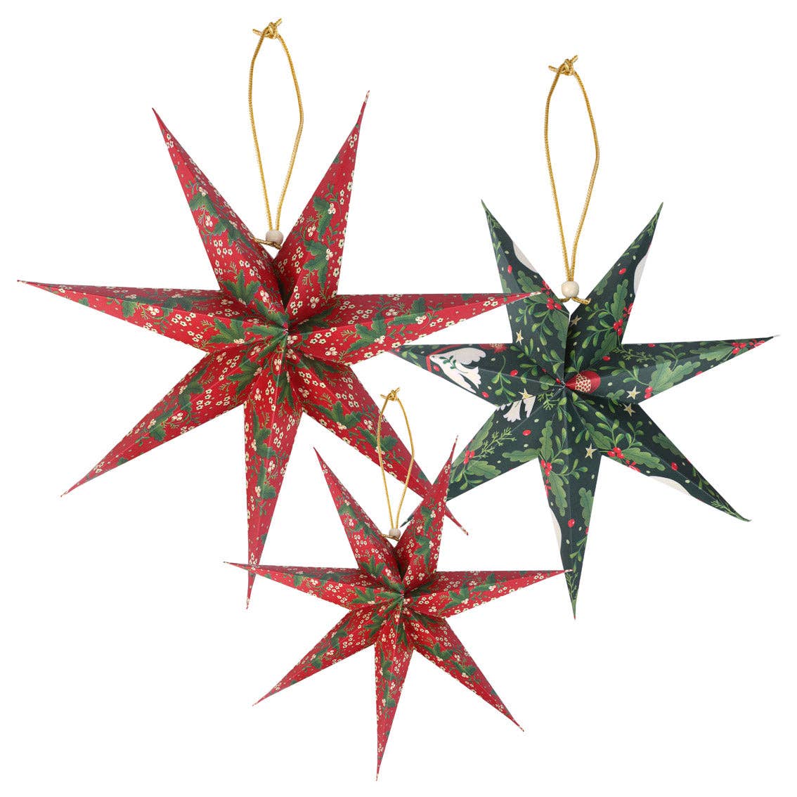 Pack Of Three Folklore Christmas Paper Stars