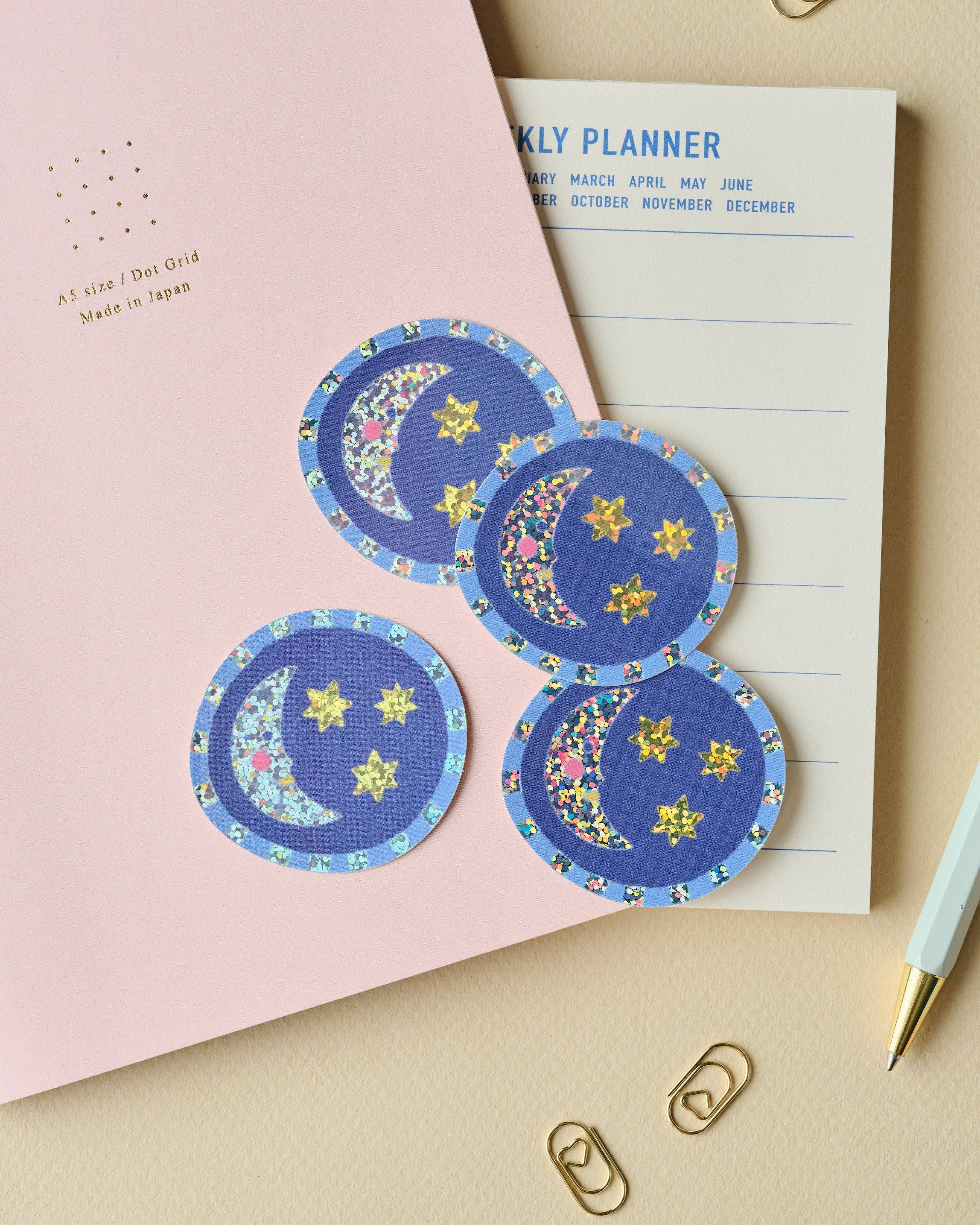 Moon and Stars Holographic Sticker