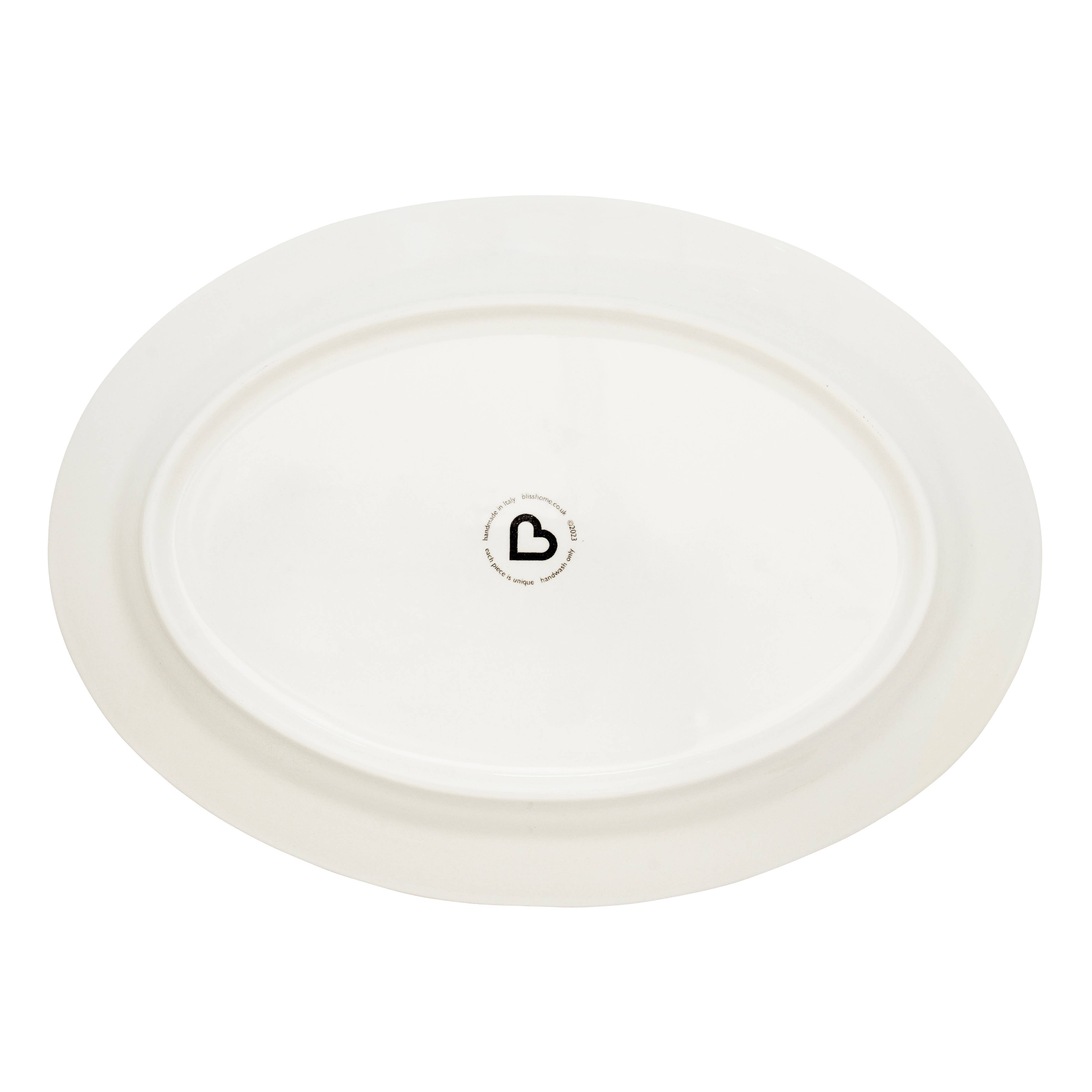 Oval Green Rimmed Tulip Platter