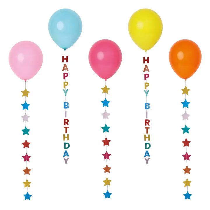 Birthday Balloons with Star Tails (Pack of 5)