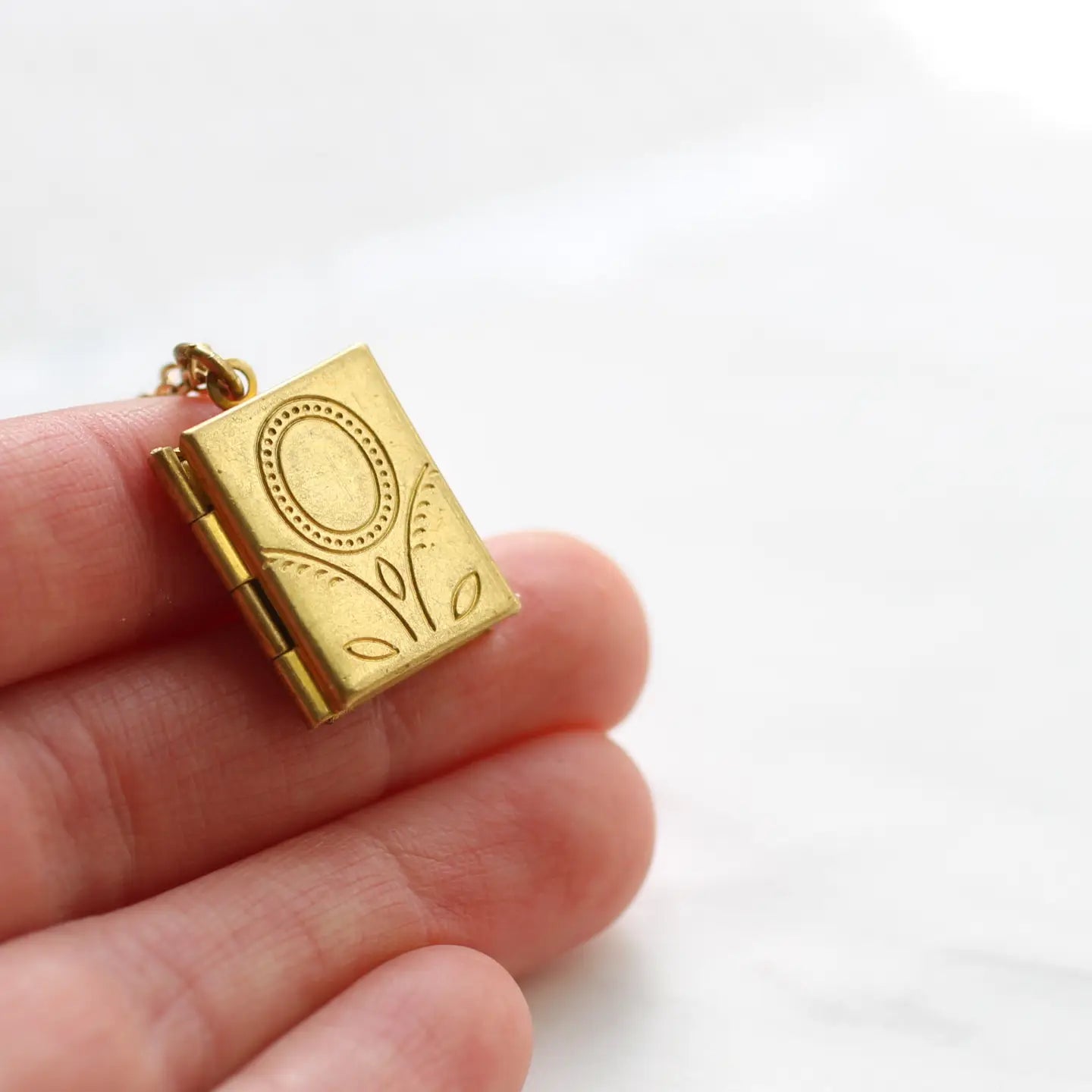 Flower Book Locket Necklace