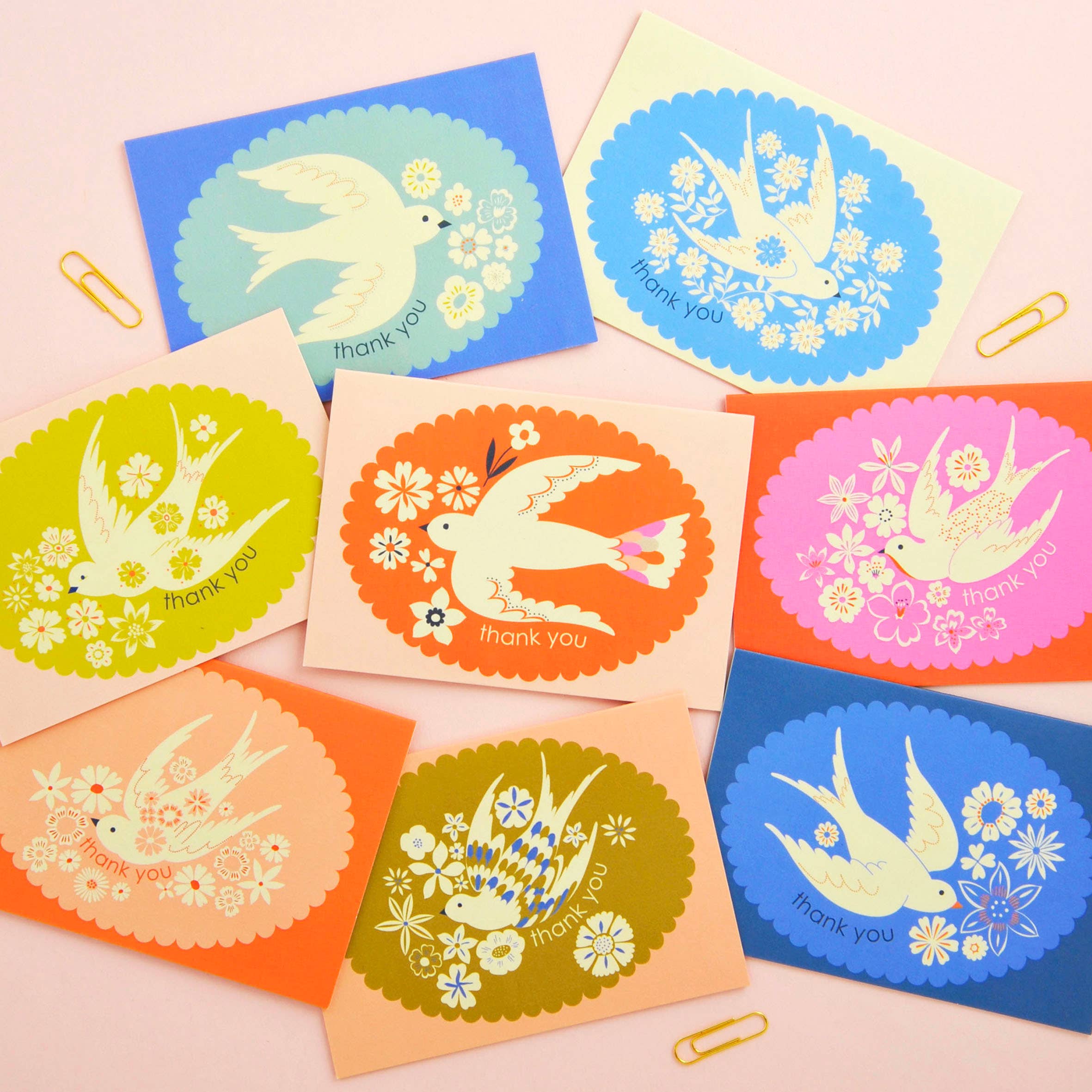 Birds & Borders Thank You Card Notecard set
