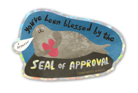 Seal Of Approval Glossy Glitter Vinyl Sticker