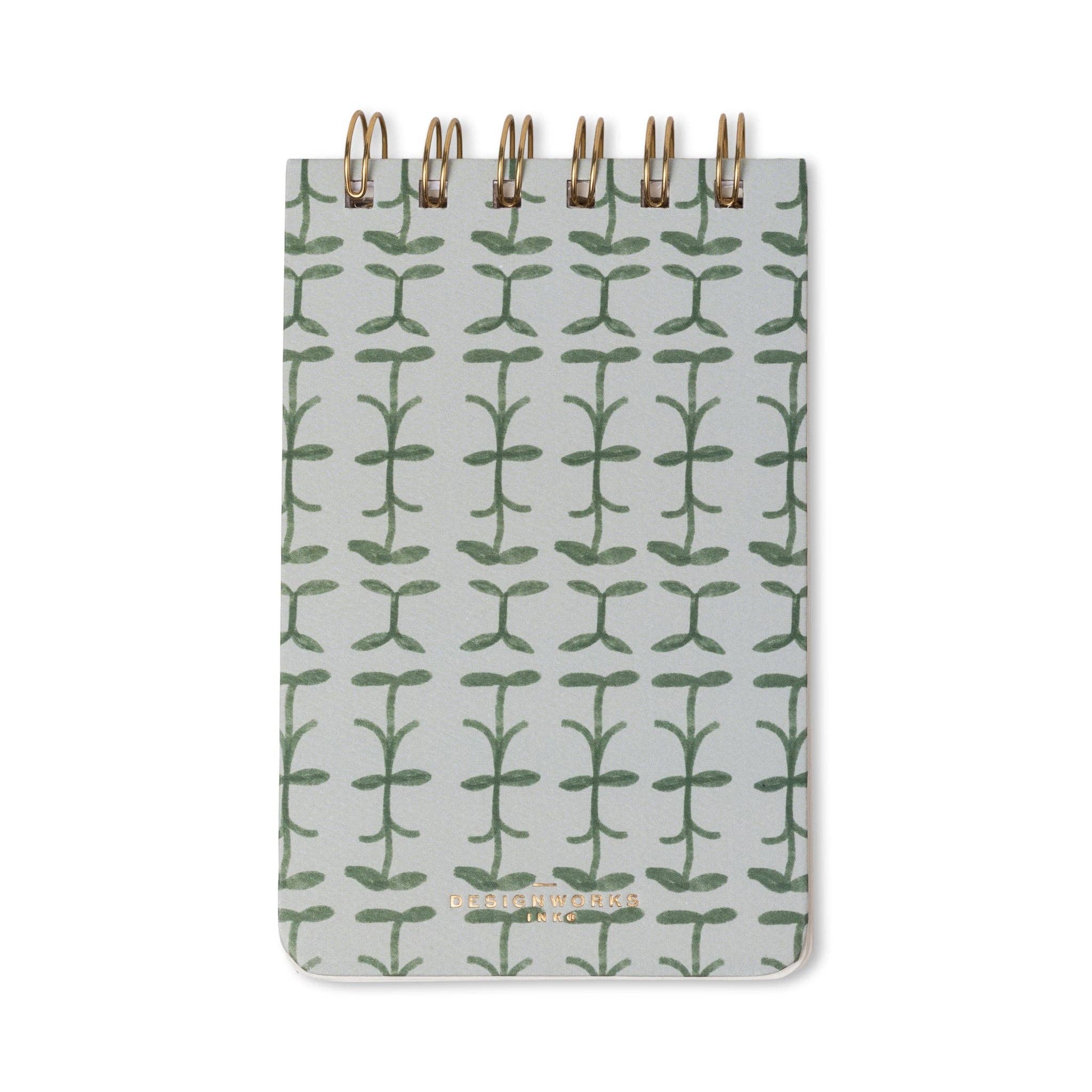 Tulip Twin Wire Flip Notepad - Green Vine