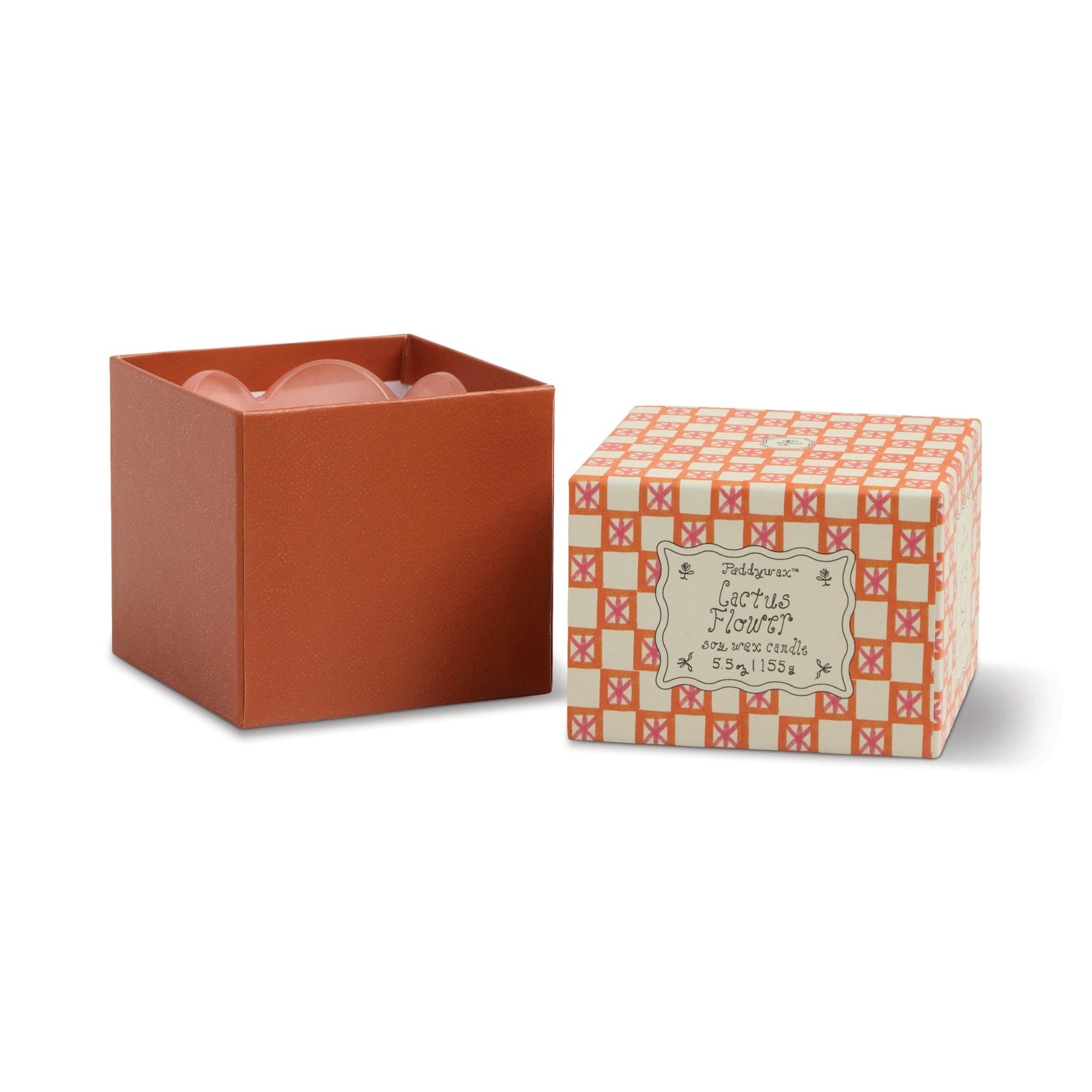 Pink & Burnt Orange Glass Candle - Cactus Flower
