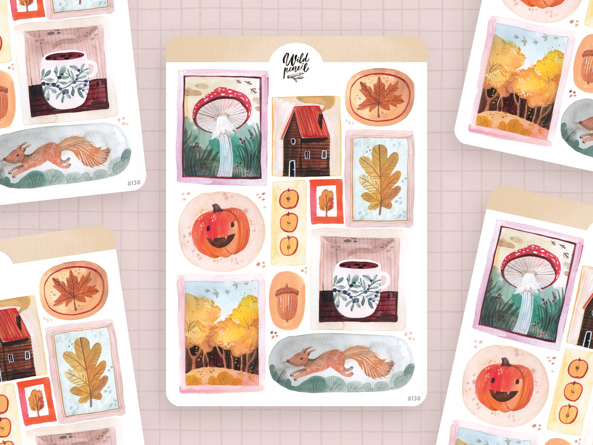 Autumn Stamps Sticker Sheet
