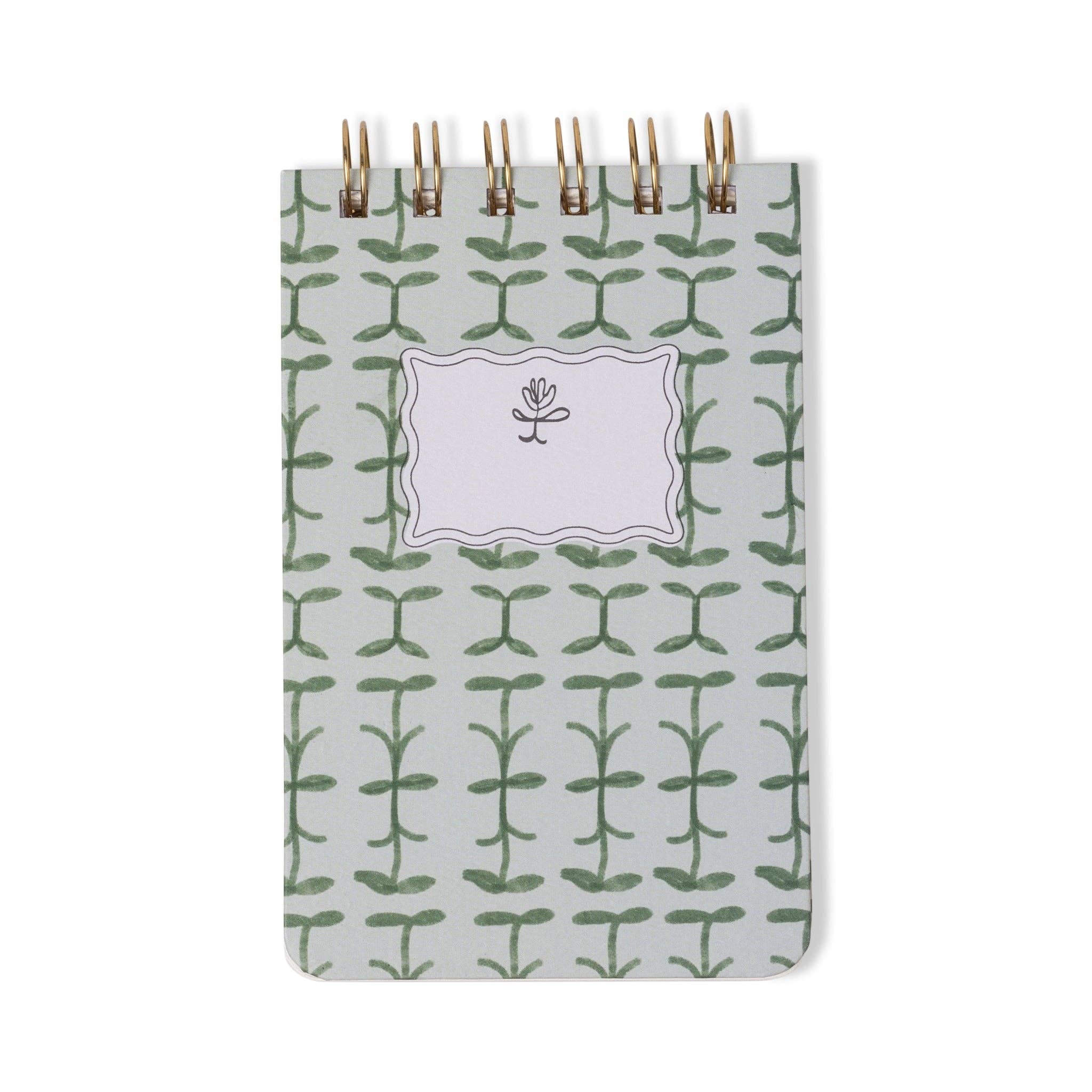 Tulip Twin Wire Flip Notepad - Green Vine