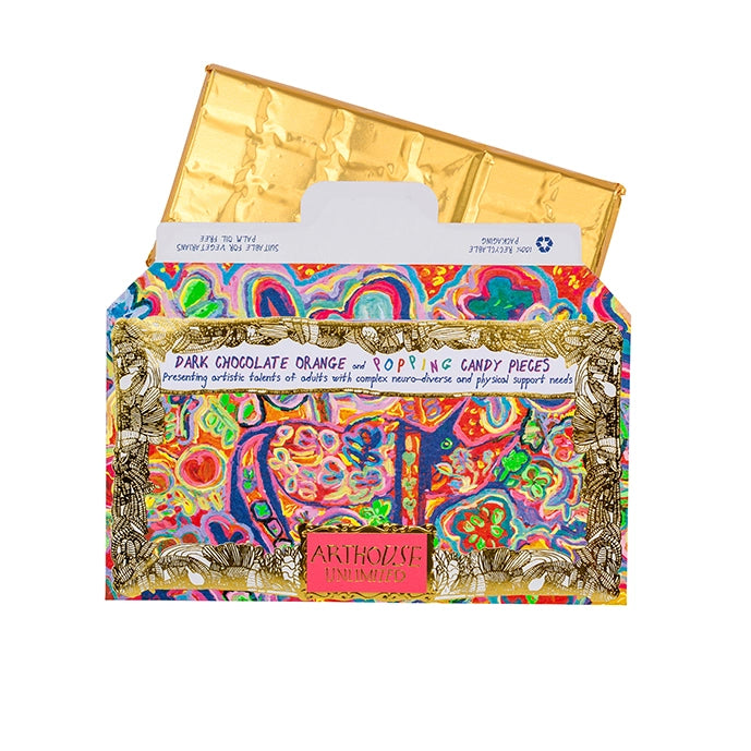 Rhino in Bloom Orange & Popping Candy Dark Chocolate