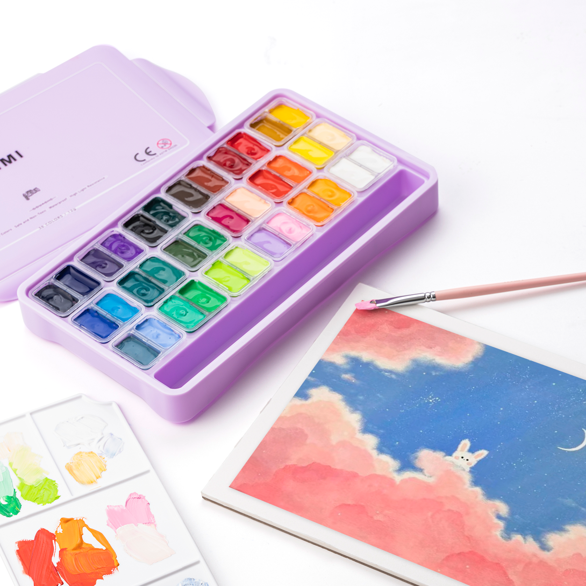 Twin Cup Gouache Paint Set (36 Colours)
