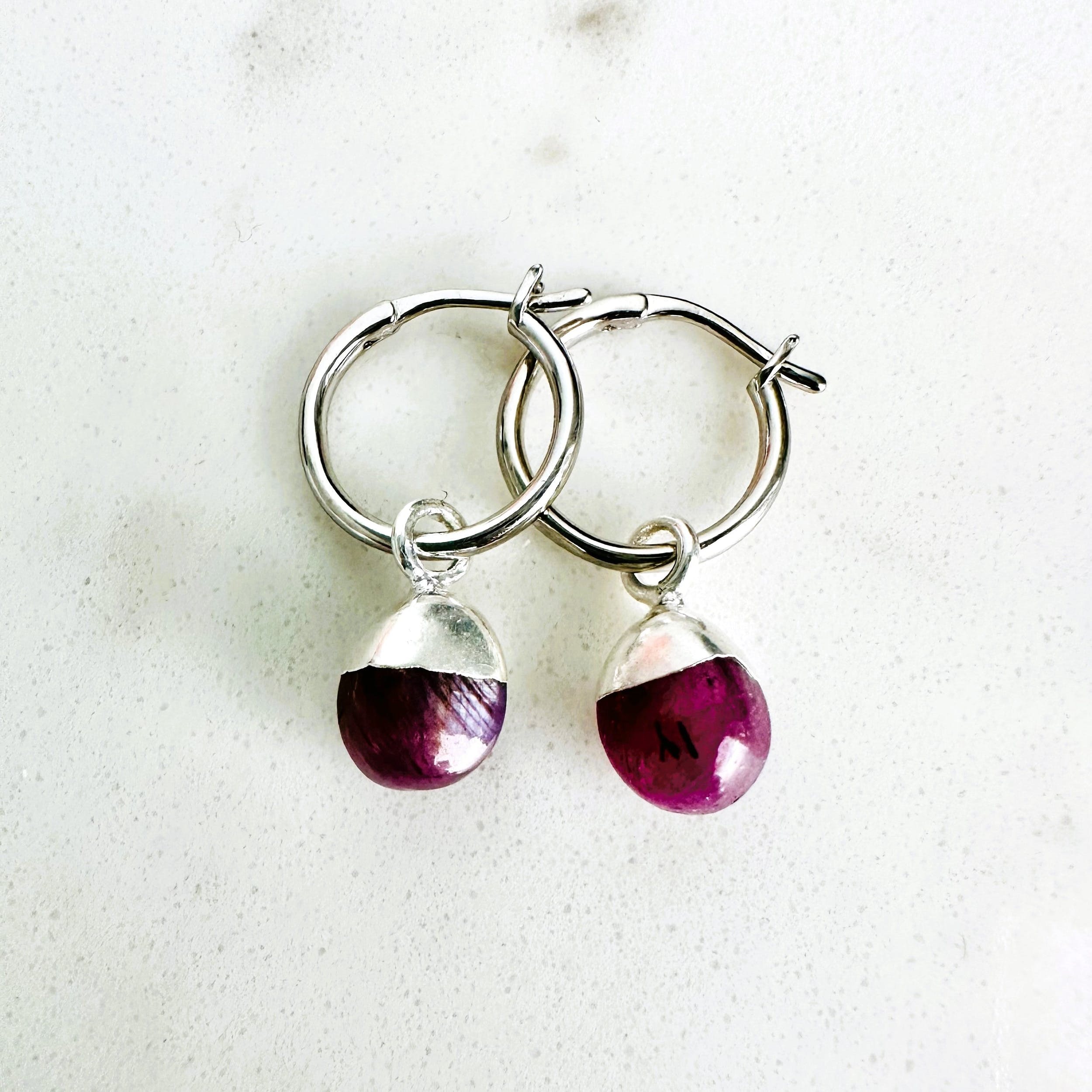 Smooth Tumbled Ruby Earrings