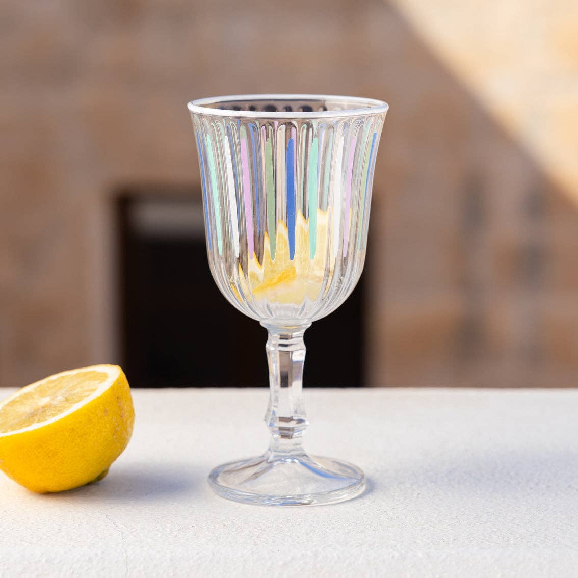 Blue & White Striped Wine Glasses