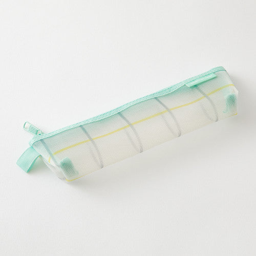 Mesh Pen Case - Check Green