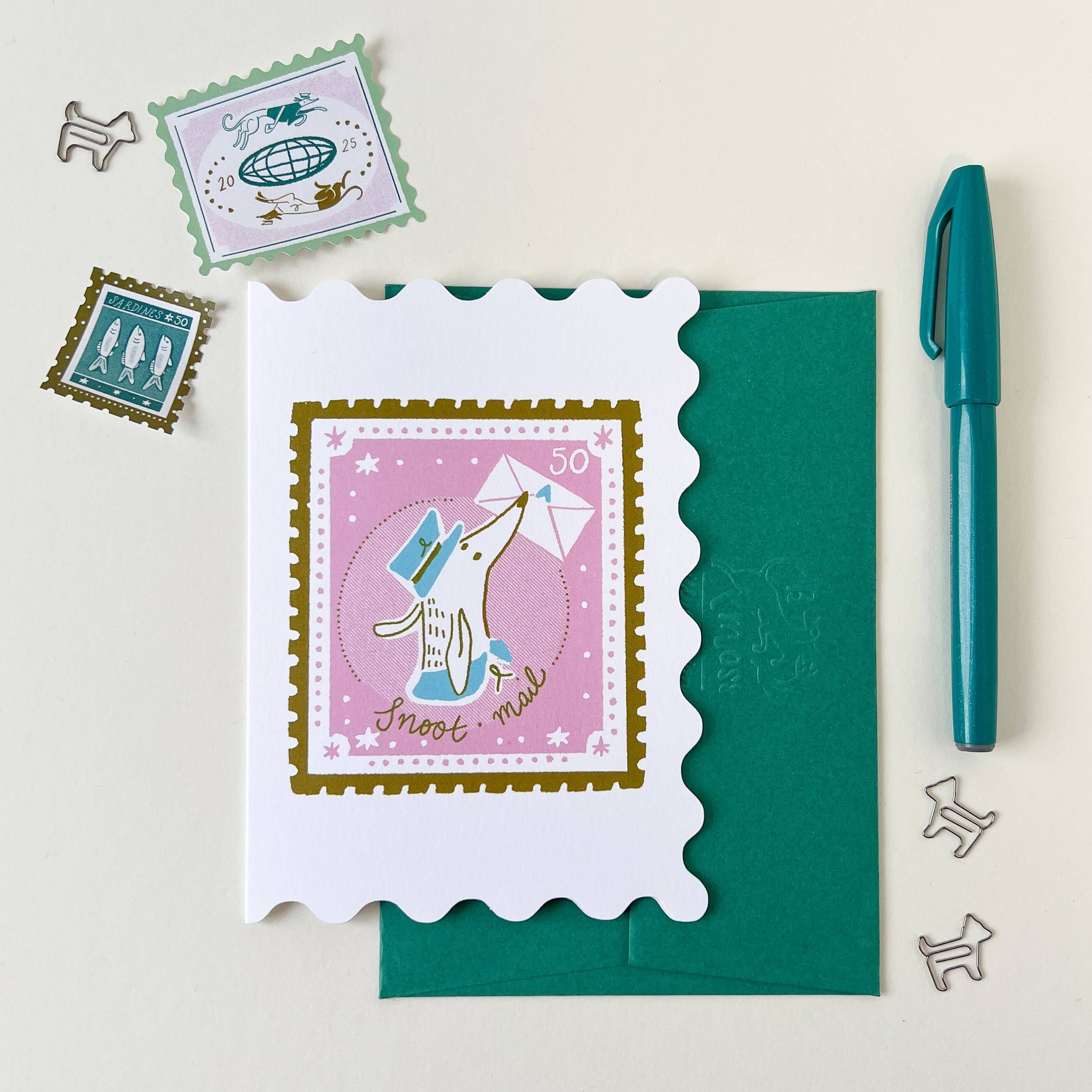 Snoot Mail Shaped Card - Pink