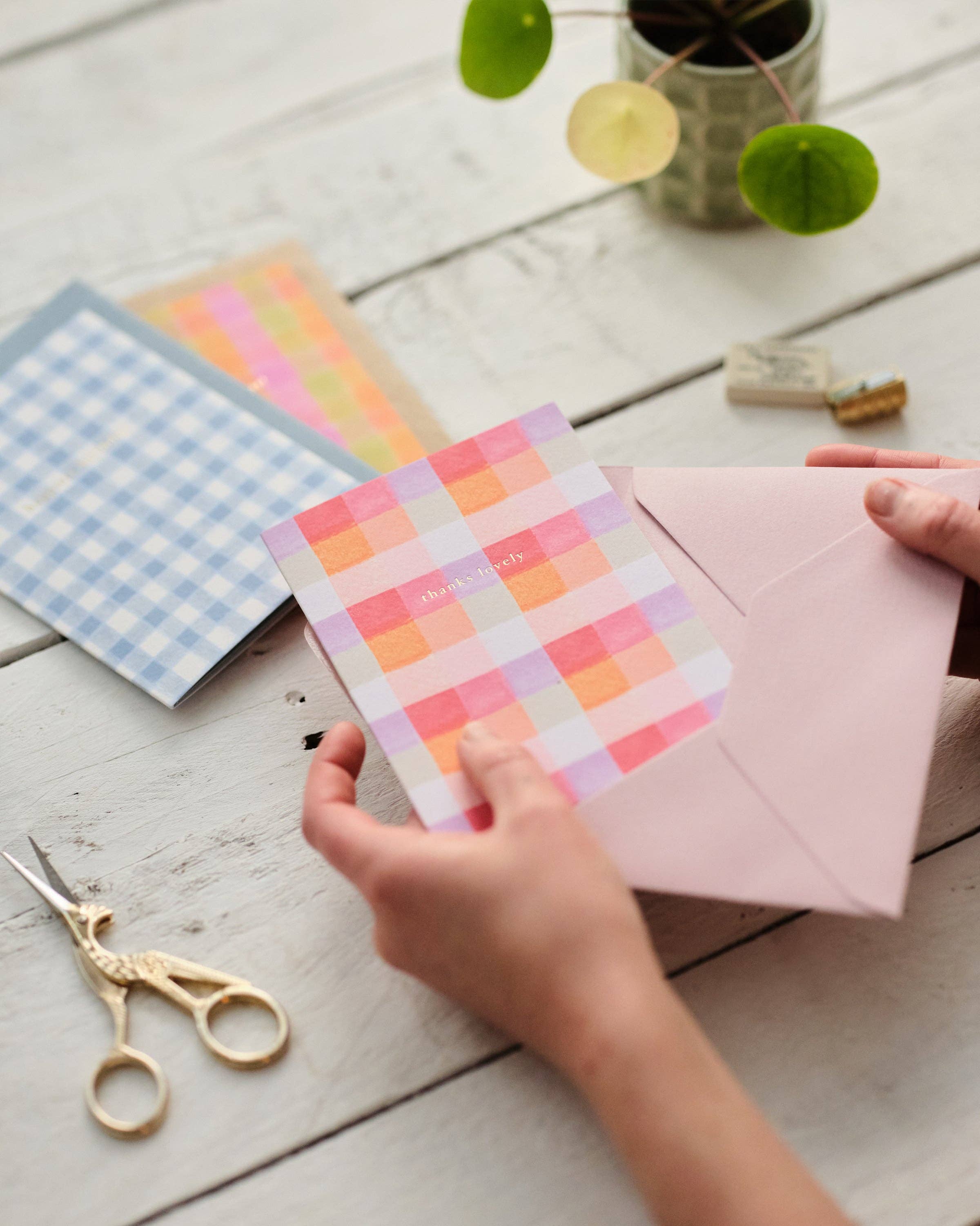 Thanks Lovely Gingham Greetings Card