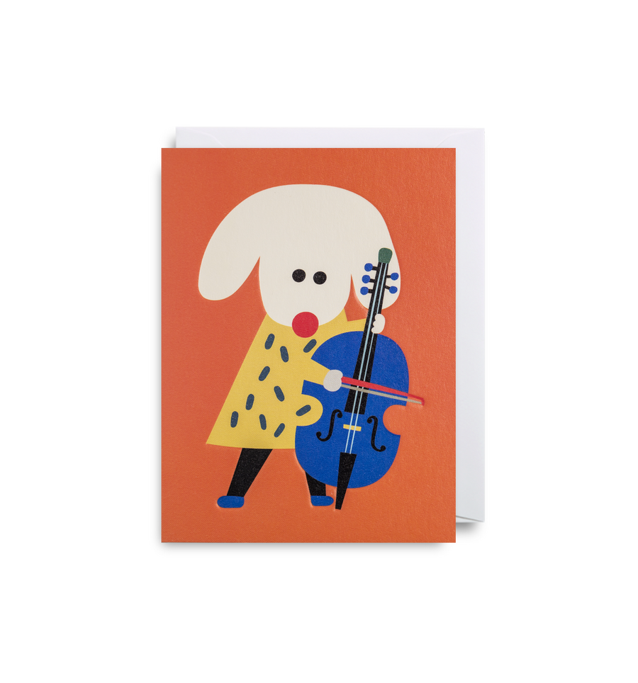 Cello Dog Illustration Mini Card