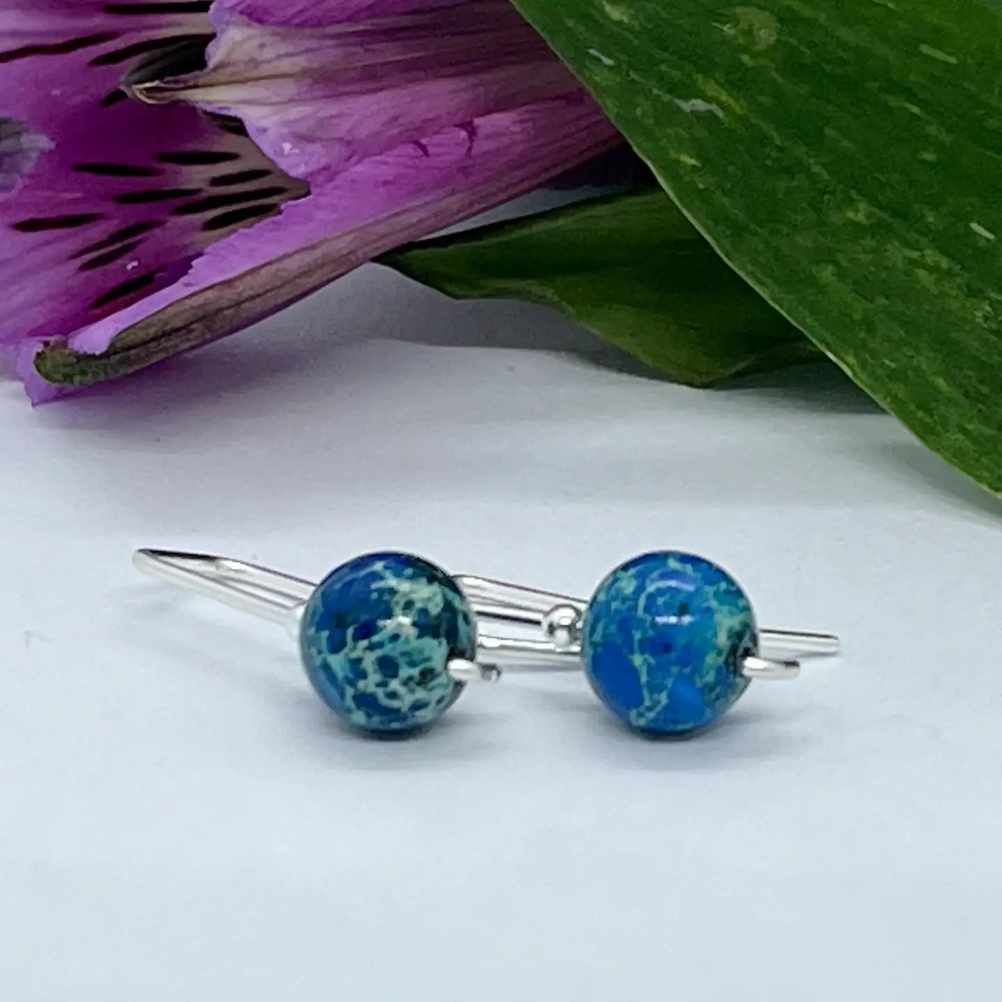 Sterling Silver Short Gemstone Dangle Earrings