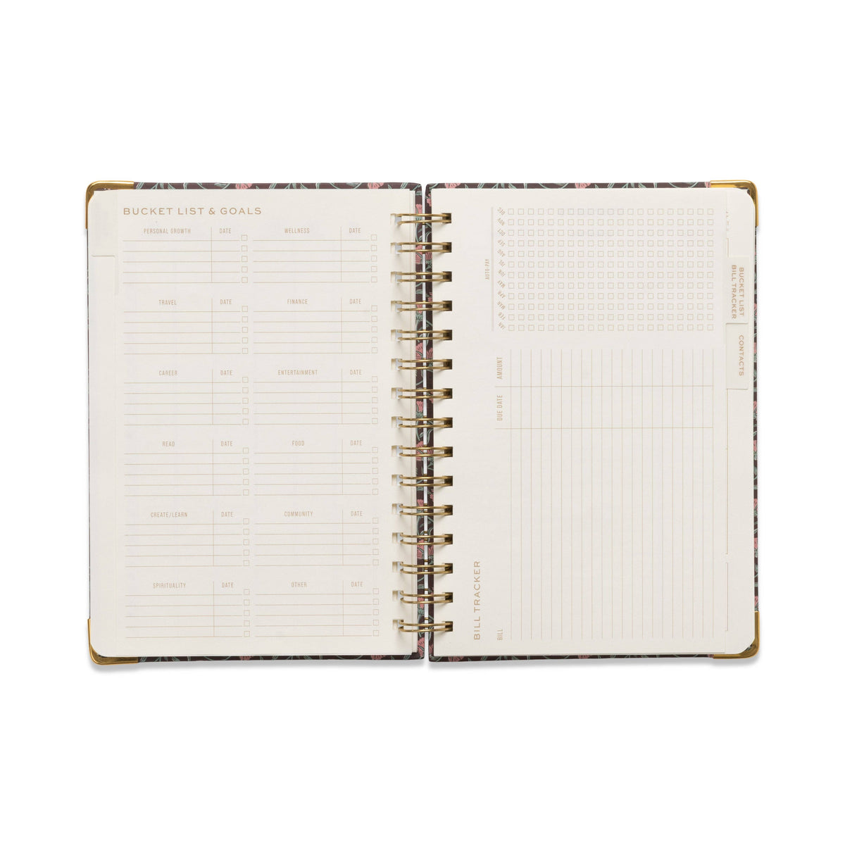 13 Month Perpetual Planner - Burgundy Vintage Floral