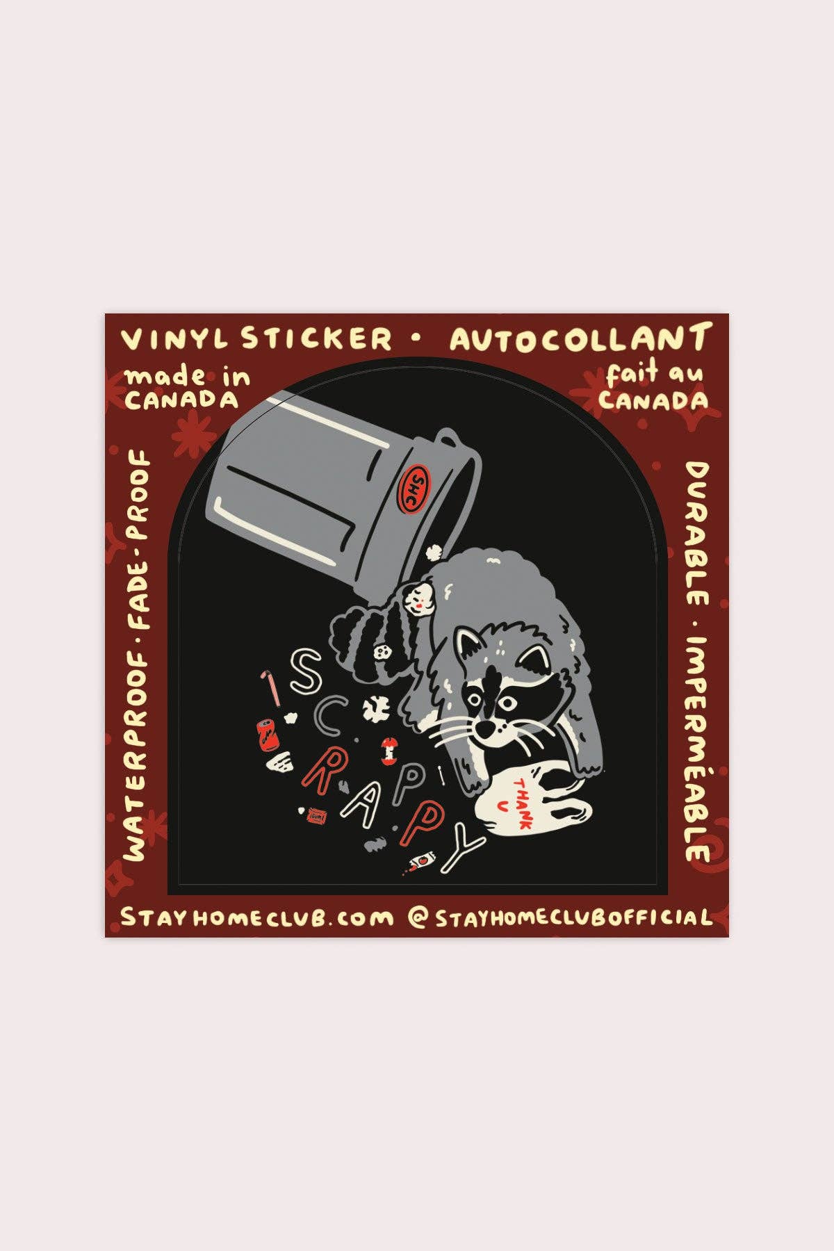 Scrappy Raccoon Vinyl Sticker