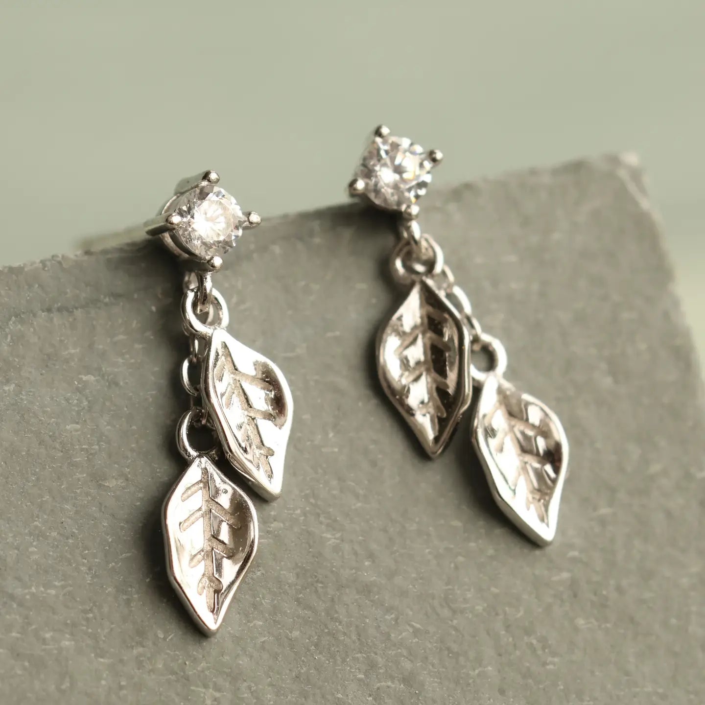 Sterling Silver Leaf Dangle Earrings