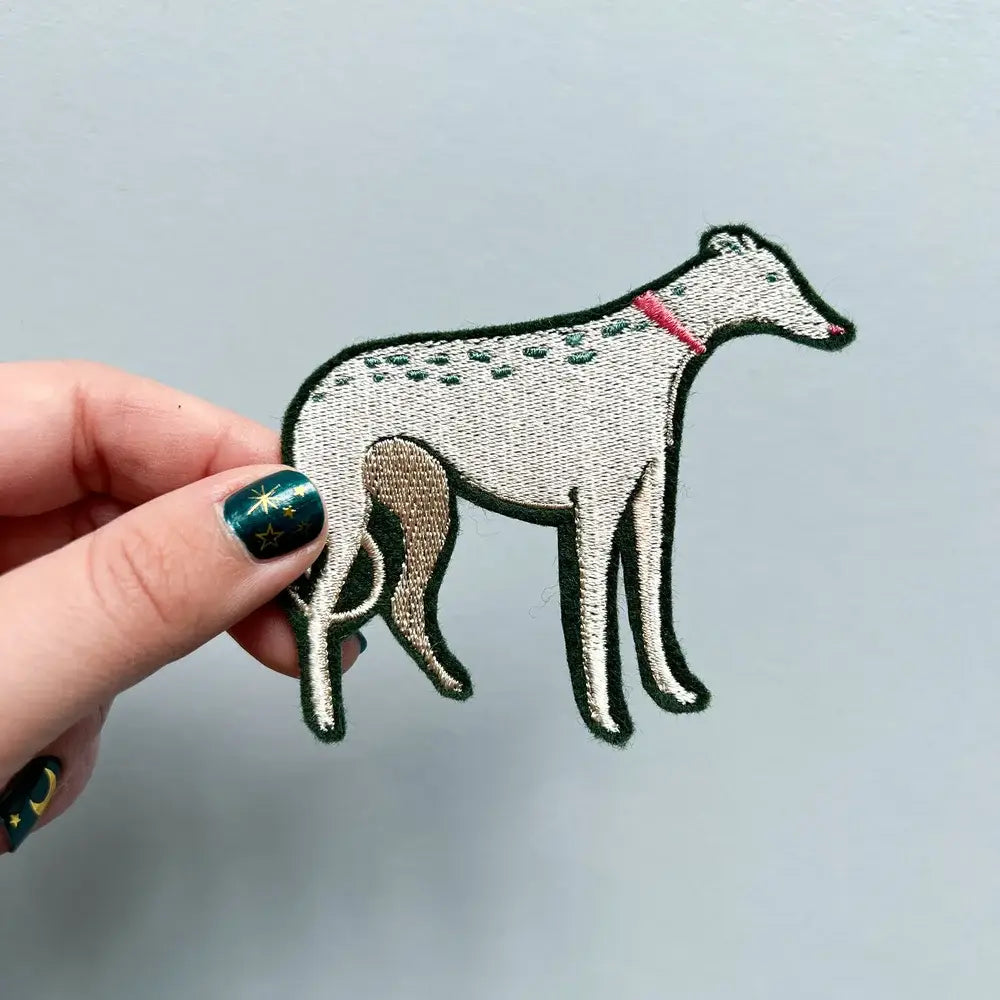 Silver Hound Embroidered Patch