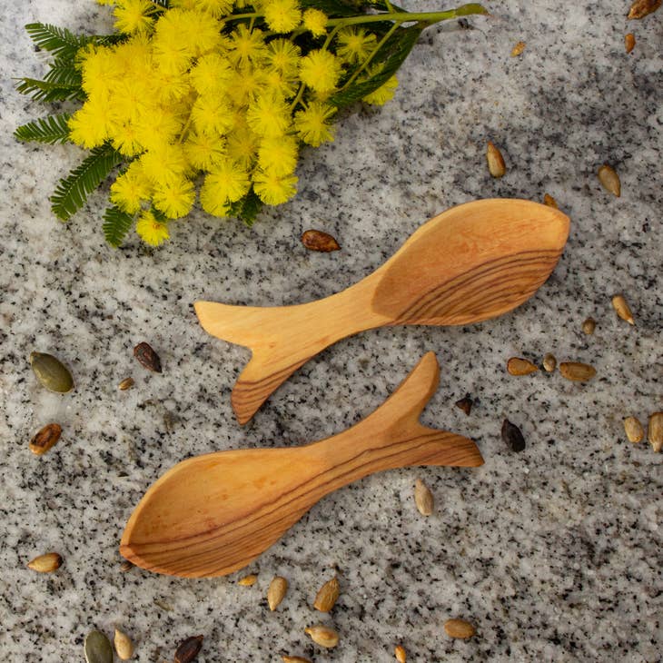 Olive Wood Fish Spoon - Small
