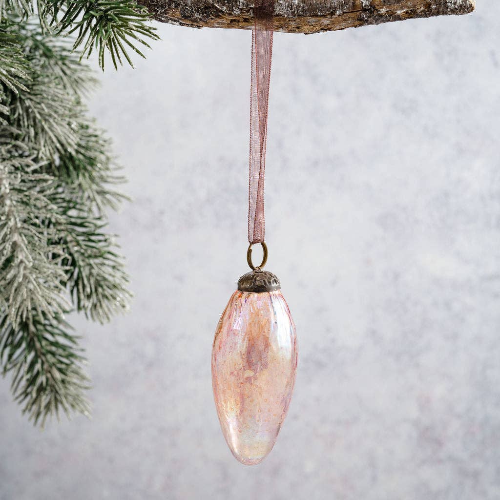 2" Rose Luster Conical Glass Decoration