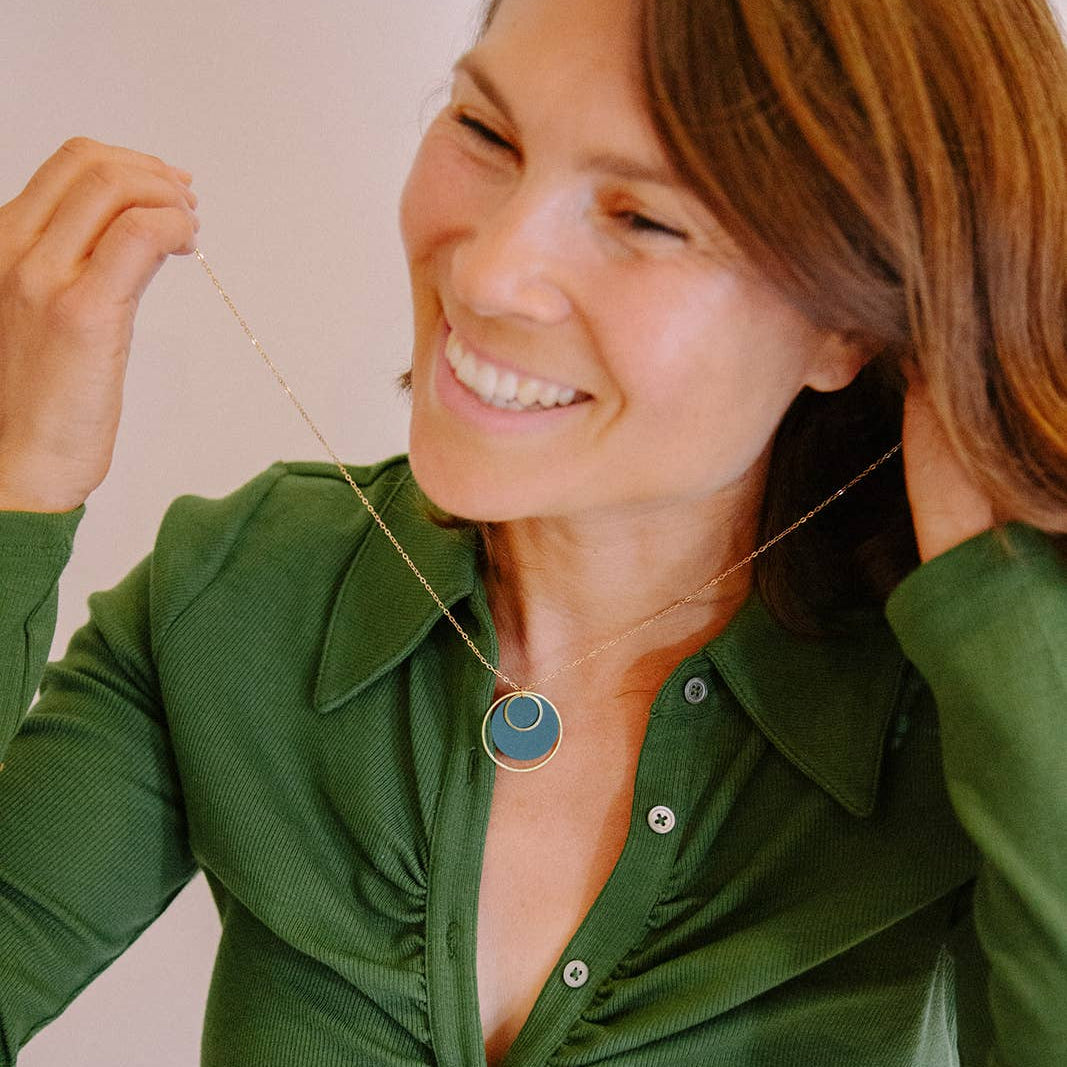 Peach Double Hoop Necklace