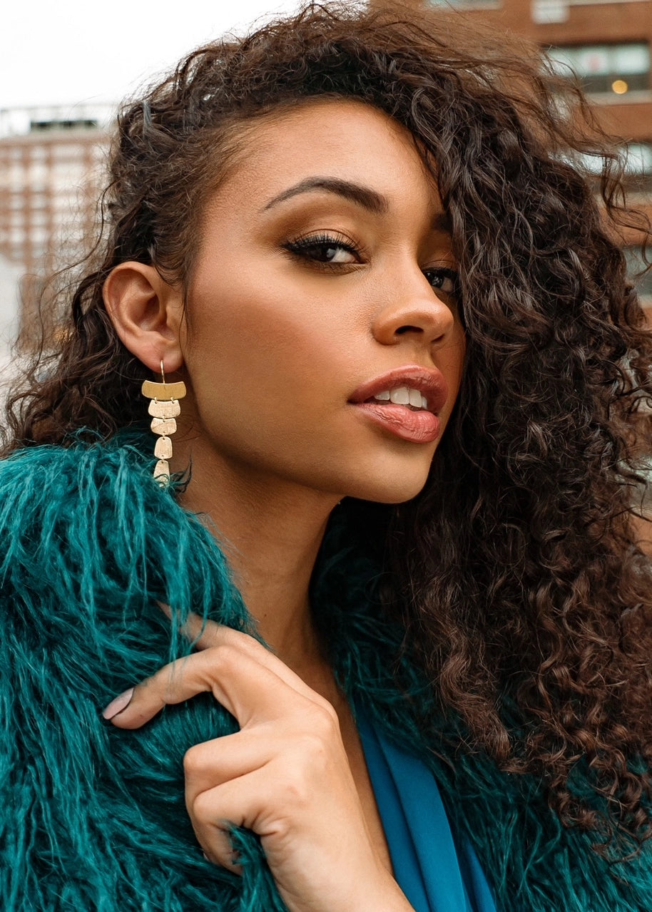 Anaya Brushed Gold Drop Earrings