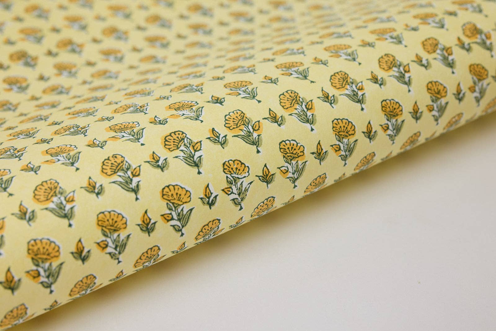 Ditsy Floral Sunshine Block Printed Wrapping Paper