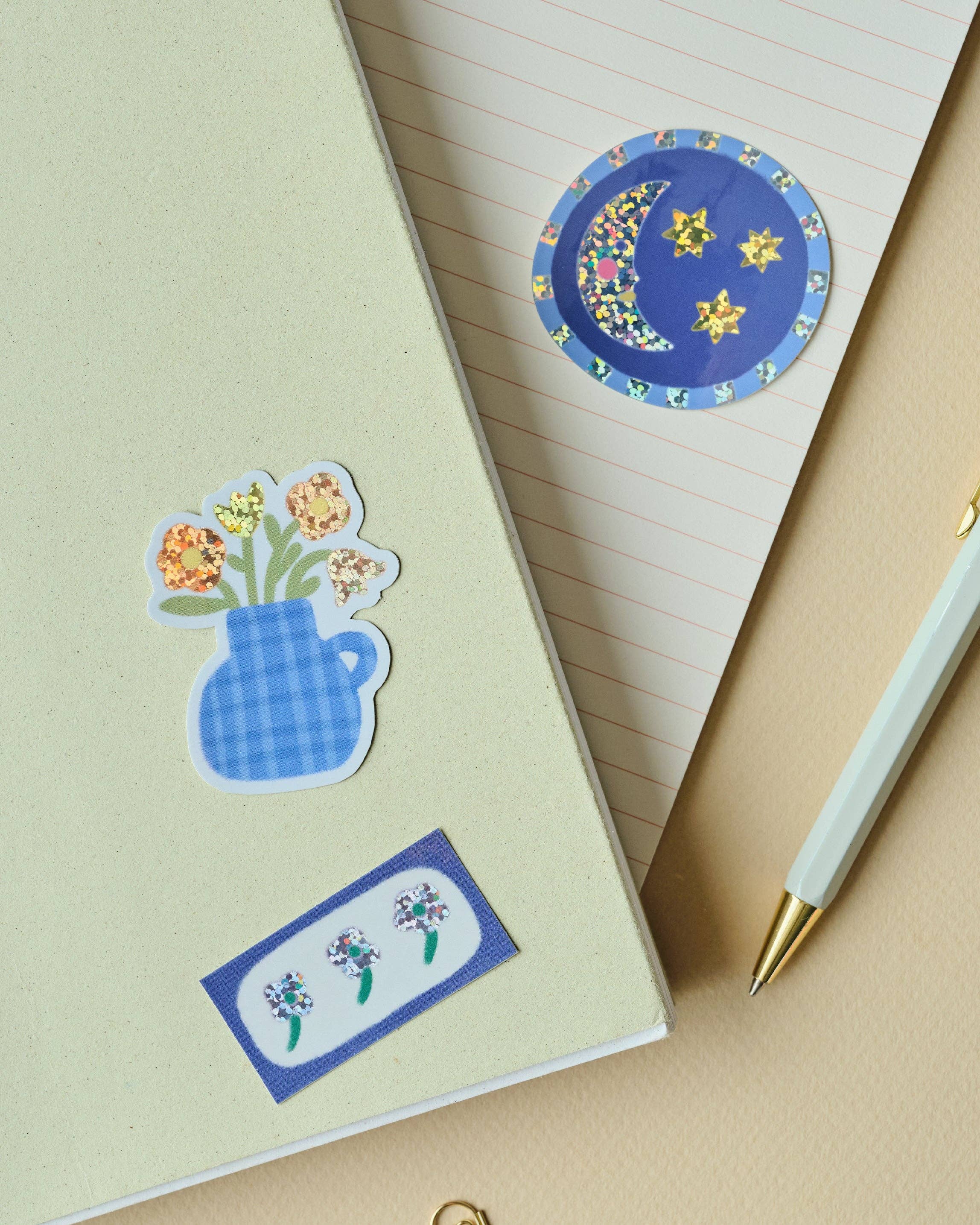 Moon and Stars Holographic Sticker