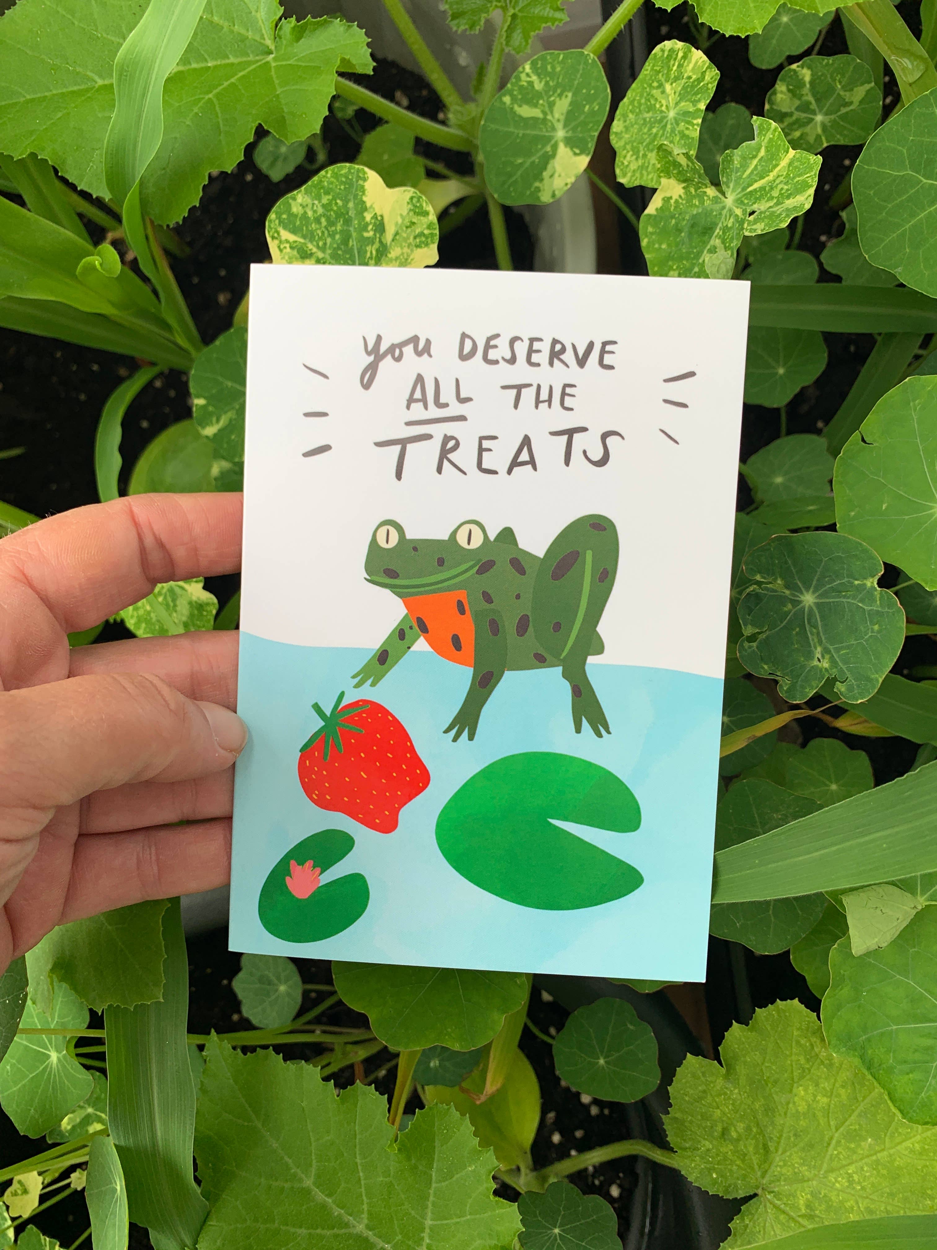 You Deserve All The Treats! - Happy Frog A6 Greeting Card