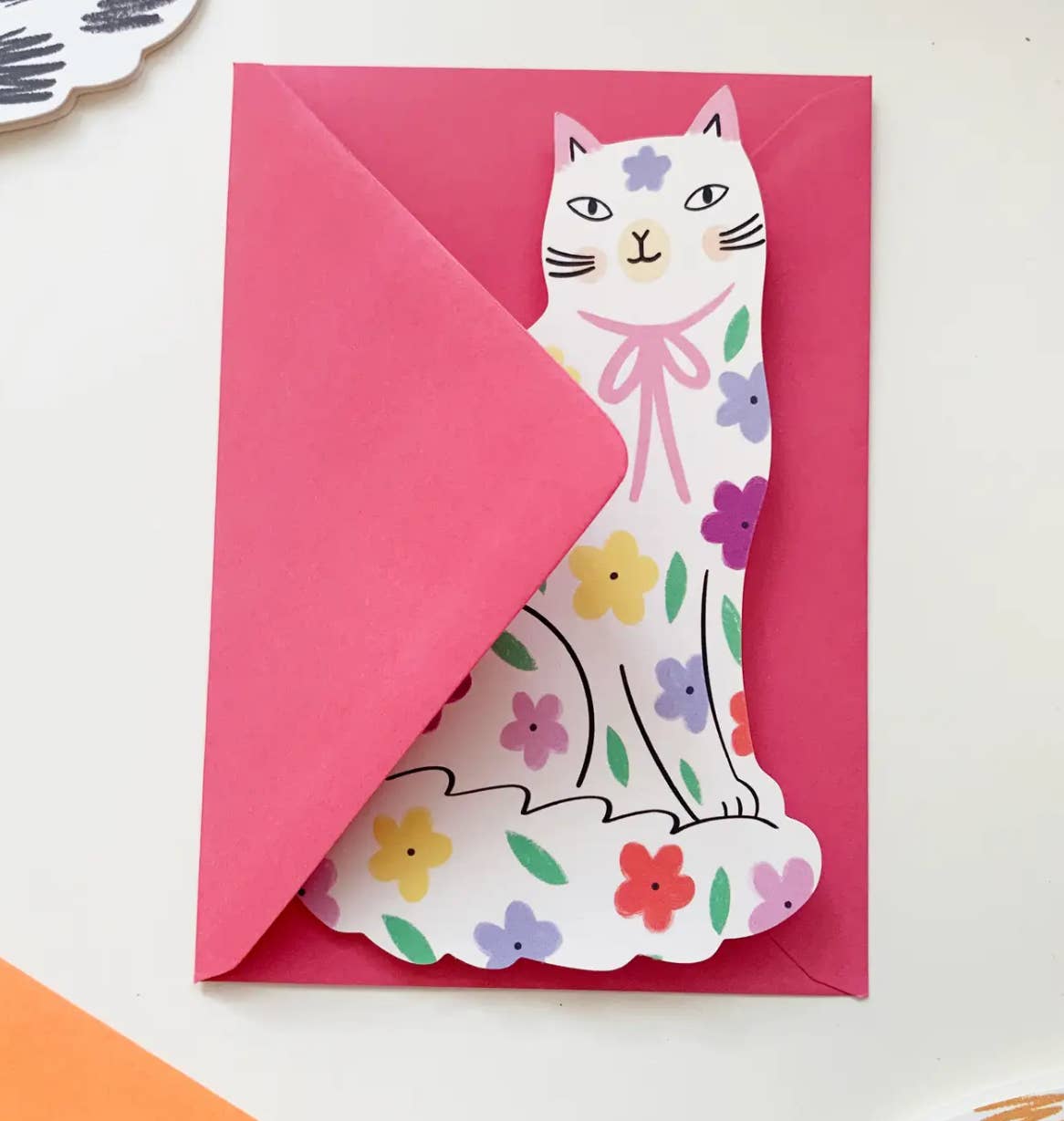 Sitting Kitty Floral Mother’s Day Cat Greeting Card