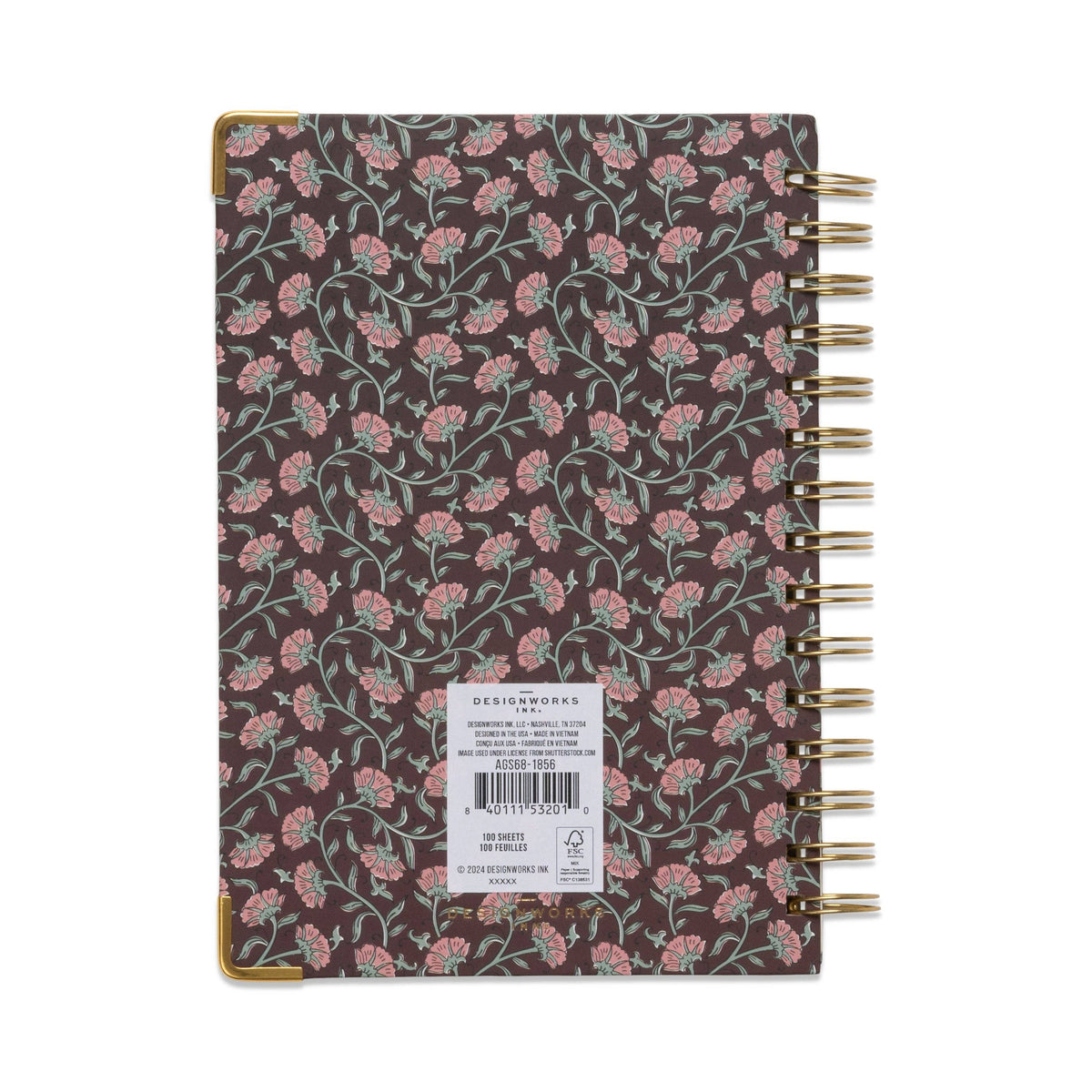 13 Month Perpetual Planner - Burgundy Vintage Floral