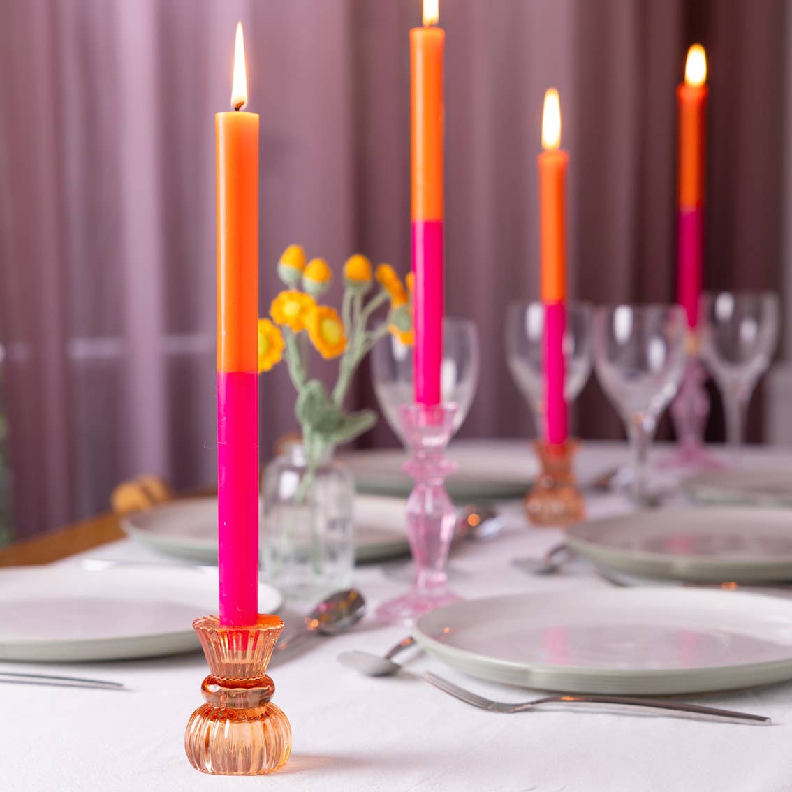 Orange & Pink Dinner Candles